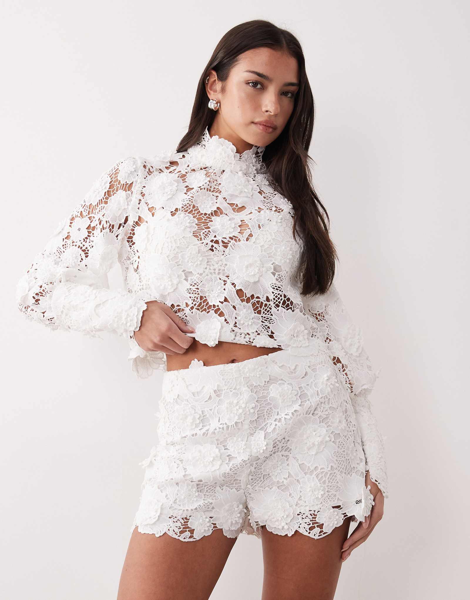 Bardot Amyra high waisted shorts in ivory - part of a set ivory