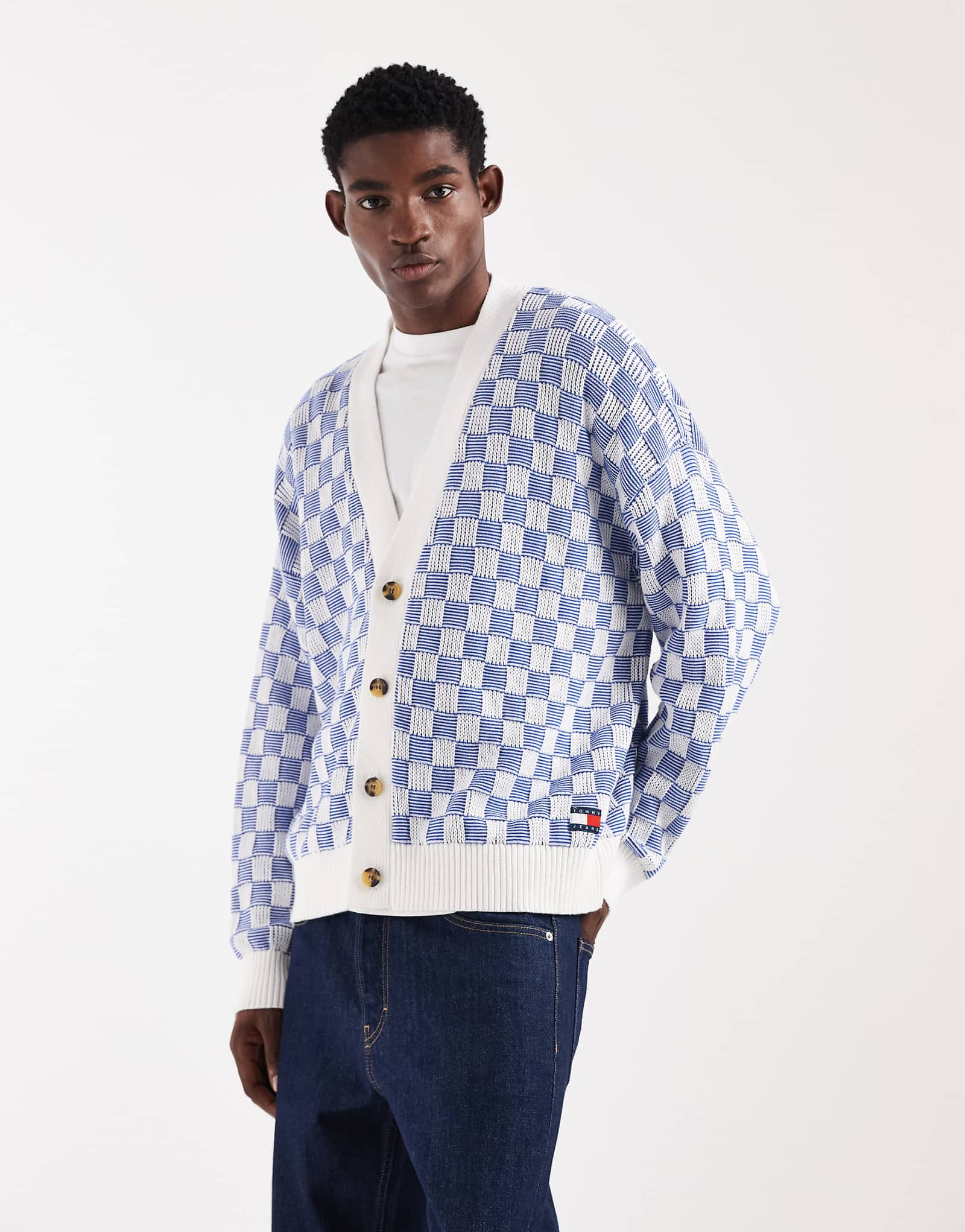 Tommy Jeans relaxed fit textured cardigan in blue fizzy blue 30990₽