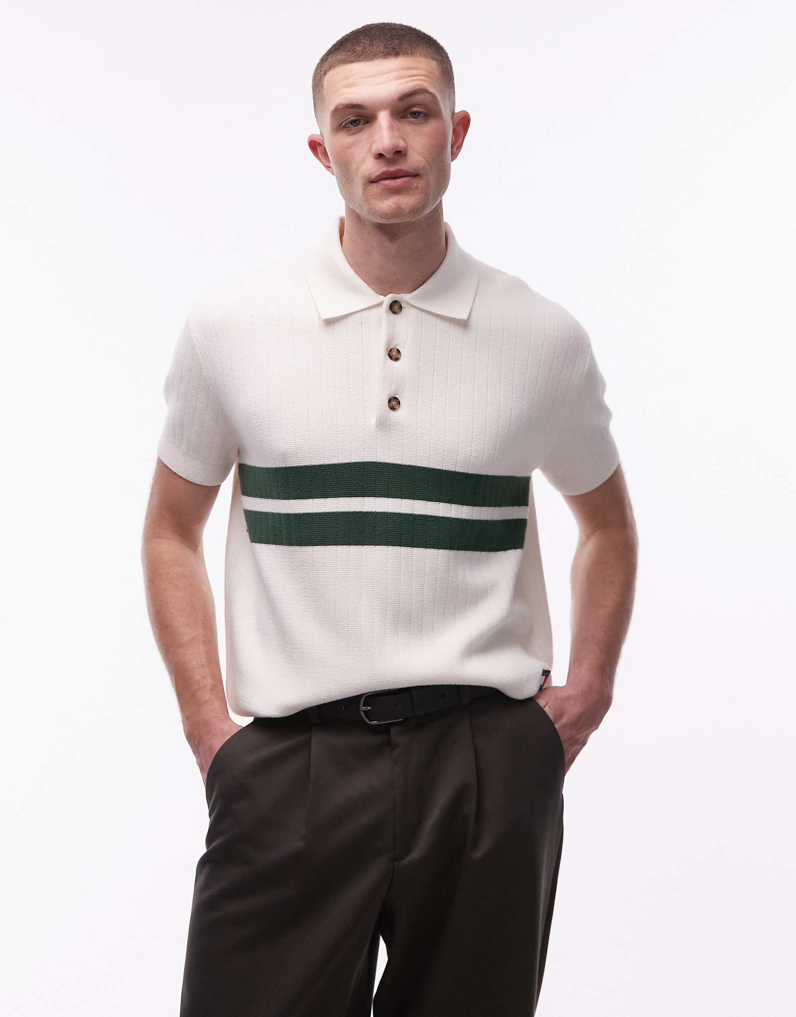 Tommy Jeans knit polo shirt in cream ancient white 25390₽