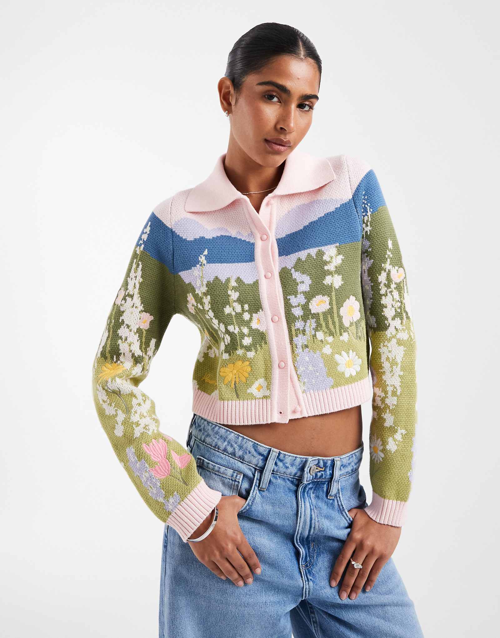 House of Sunny sunset blooms tripper cardigan in floral print pink