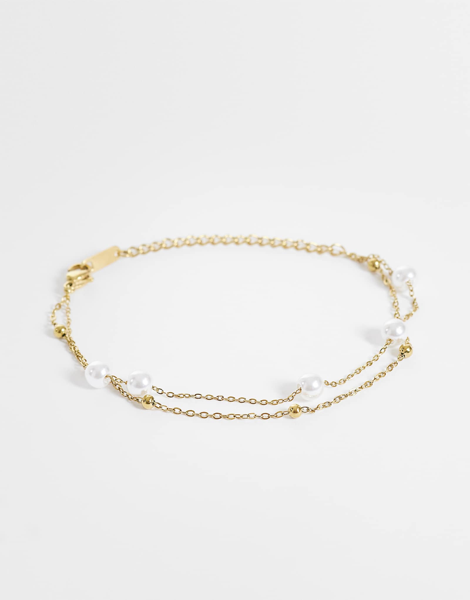 Lost Souls multirow chain faux pearl bracelet in 18kt gold plated stainless steel gold 4990₽