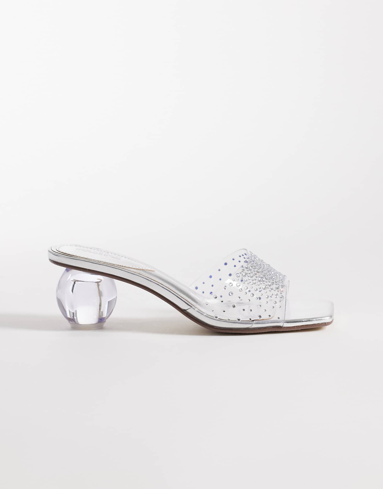 Kaiia exclusive 00s clear rhinestone sphere heeled sandals in silver silver 12190₽