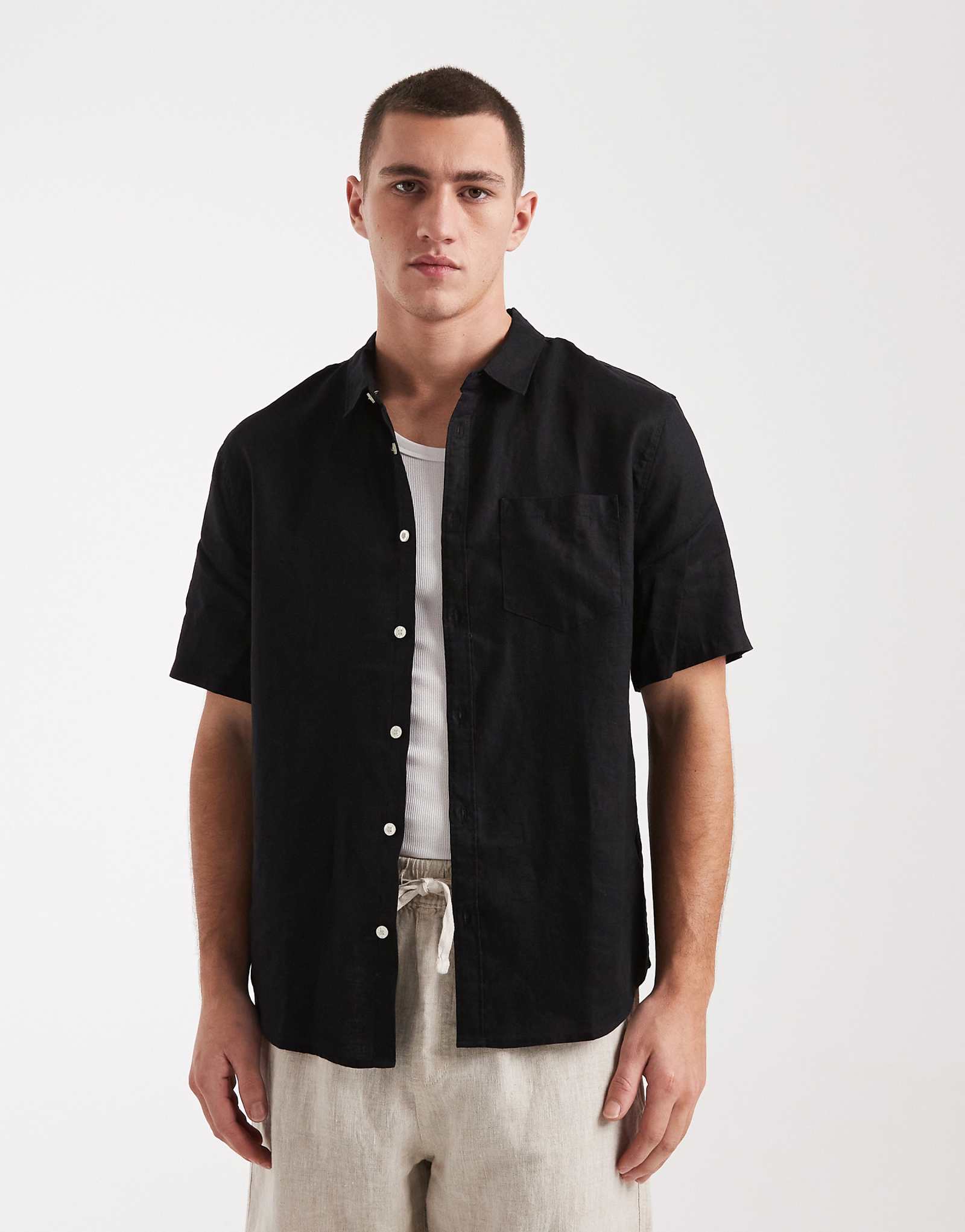 Cotton On relaxed linen shirt in black black 13590₽