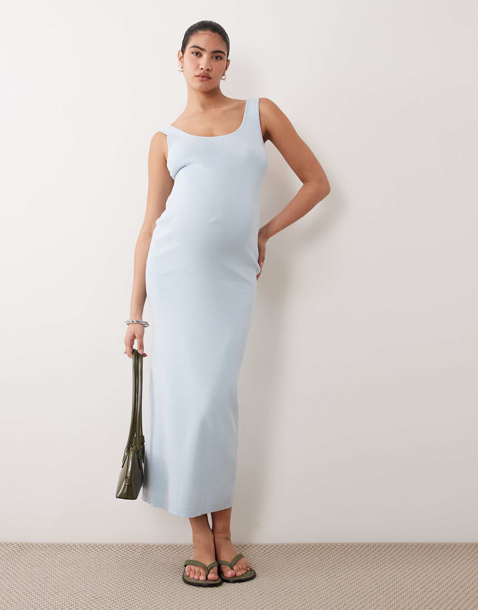 ASOS DESIGN Maternity cotton blend scoop back dress in blue blue 9290₽
