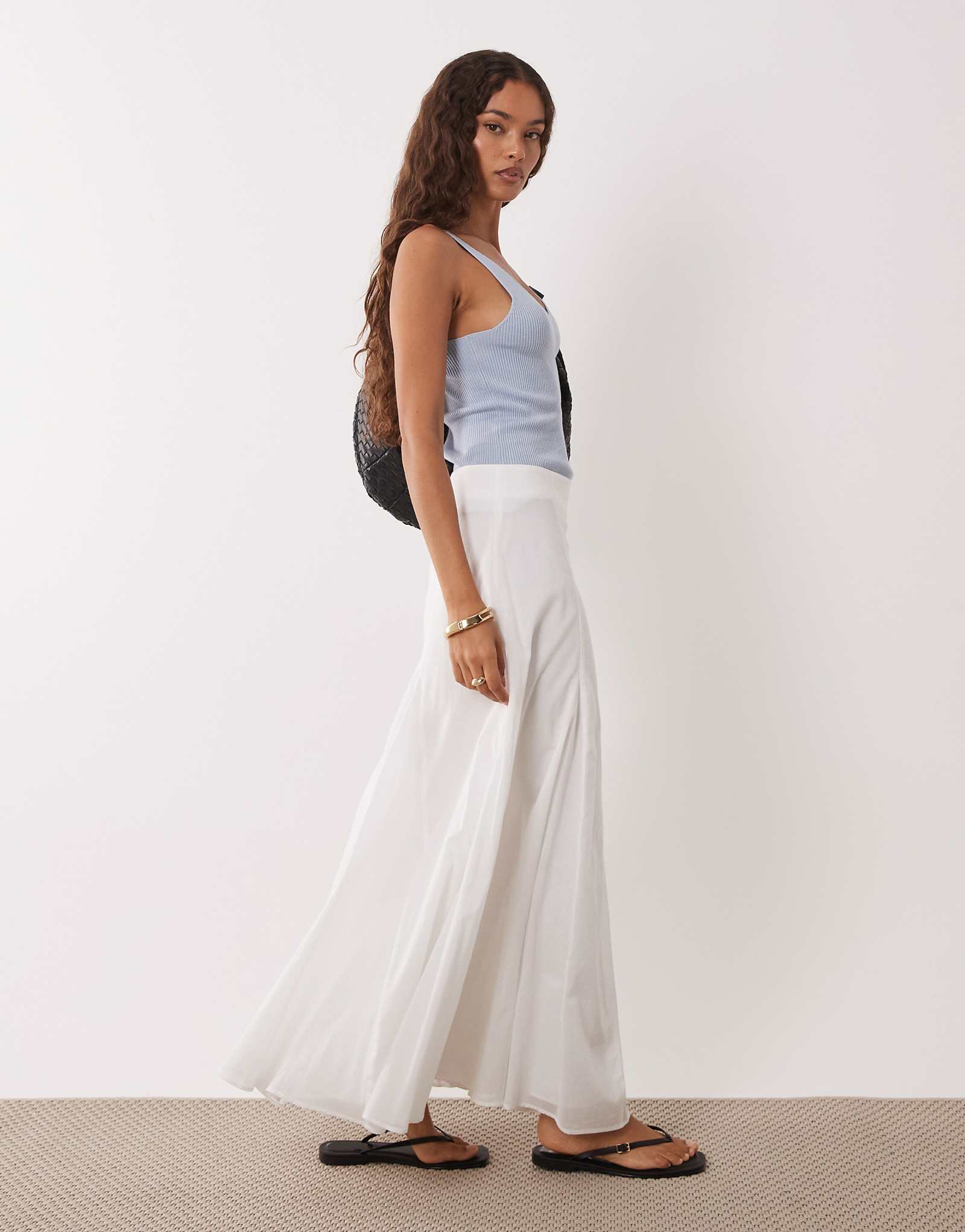 ASOS DESIGN Petite cotton godet maxi skirt in white white 10690₽