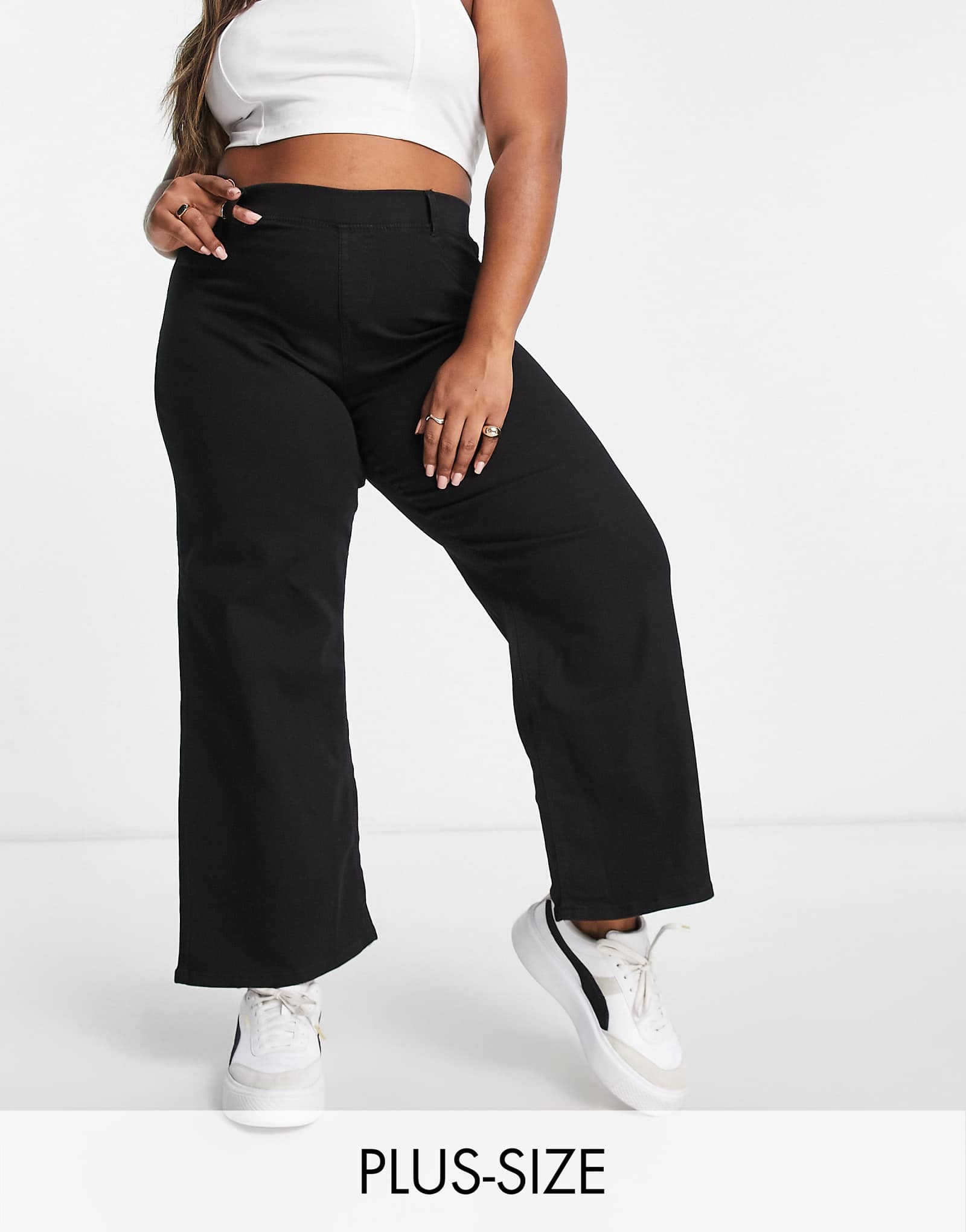 Simply Be wide leg jeans in black black 5590₽
