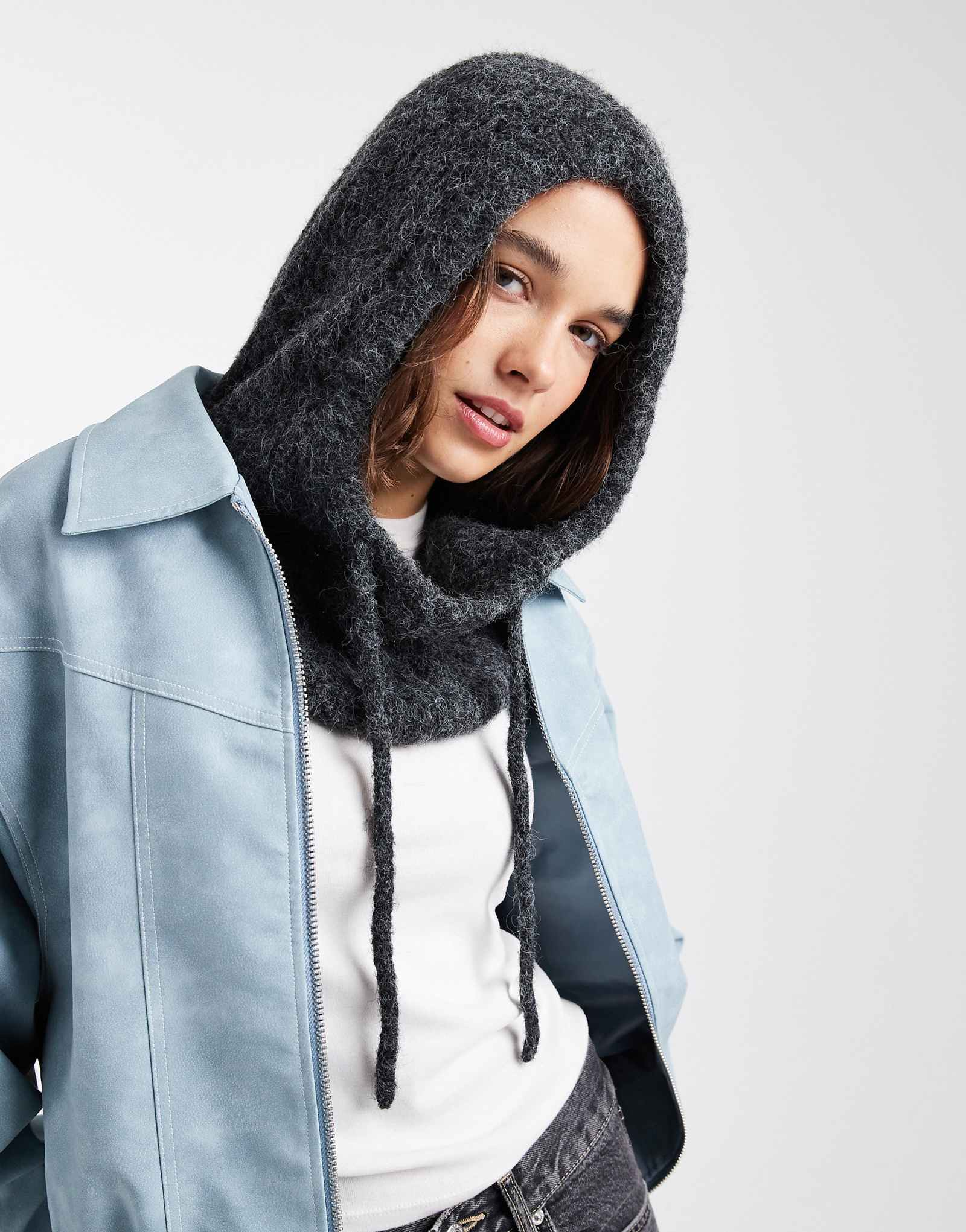 Object knit balaclava in dark gray melange 7890₽