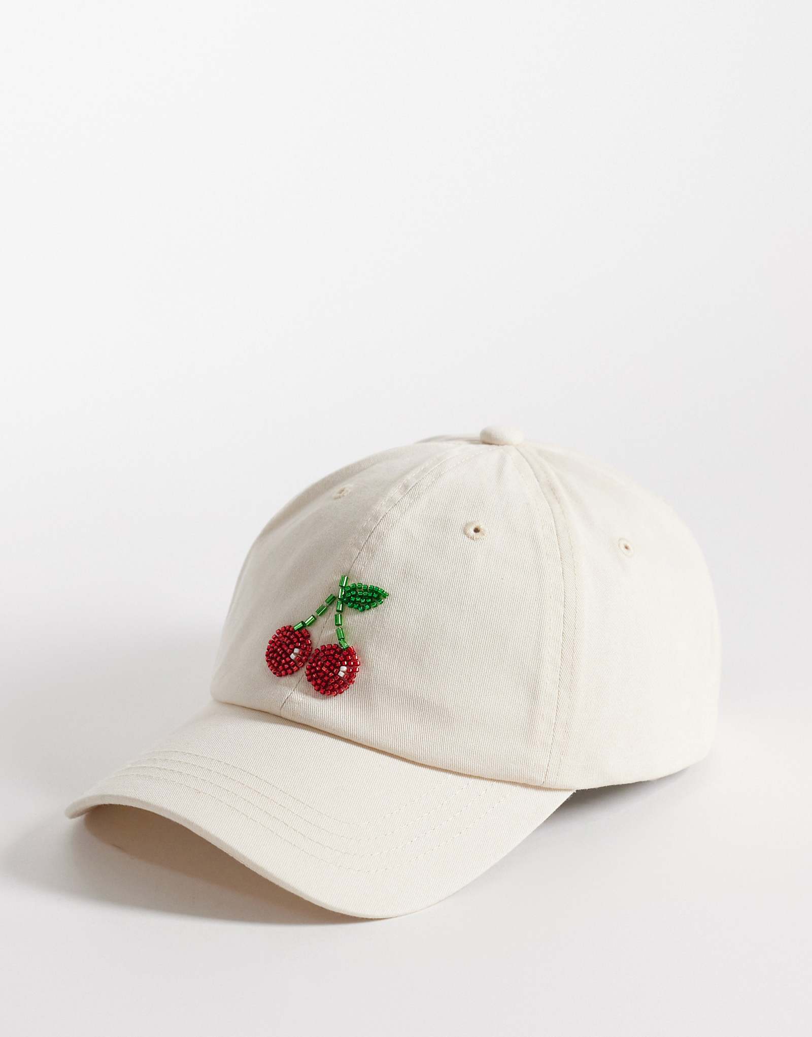 Accessorize cherry beaded cap in beige beige 6190₽