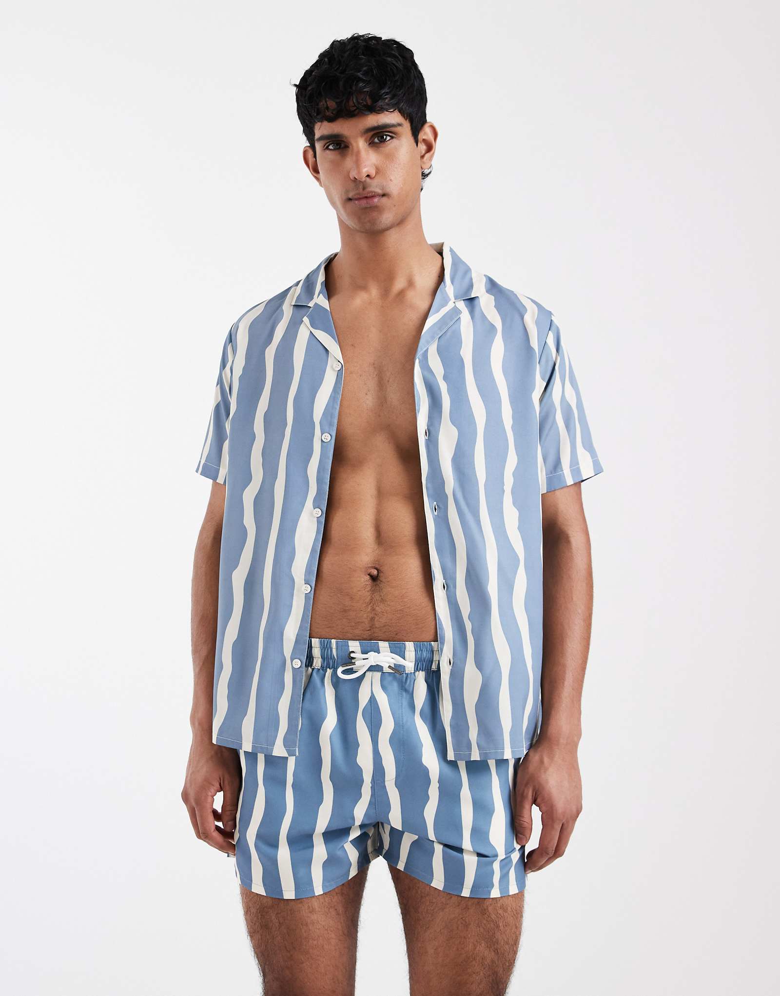 Aray abstract stripe swimsuit in mid blue mid blue 5390₽