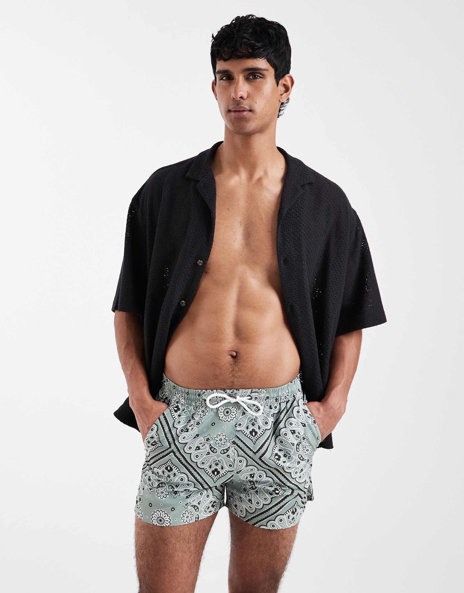 Aray bandana print swim shorts in sage green sage green 5390₽