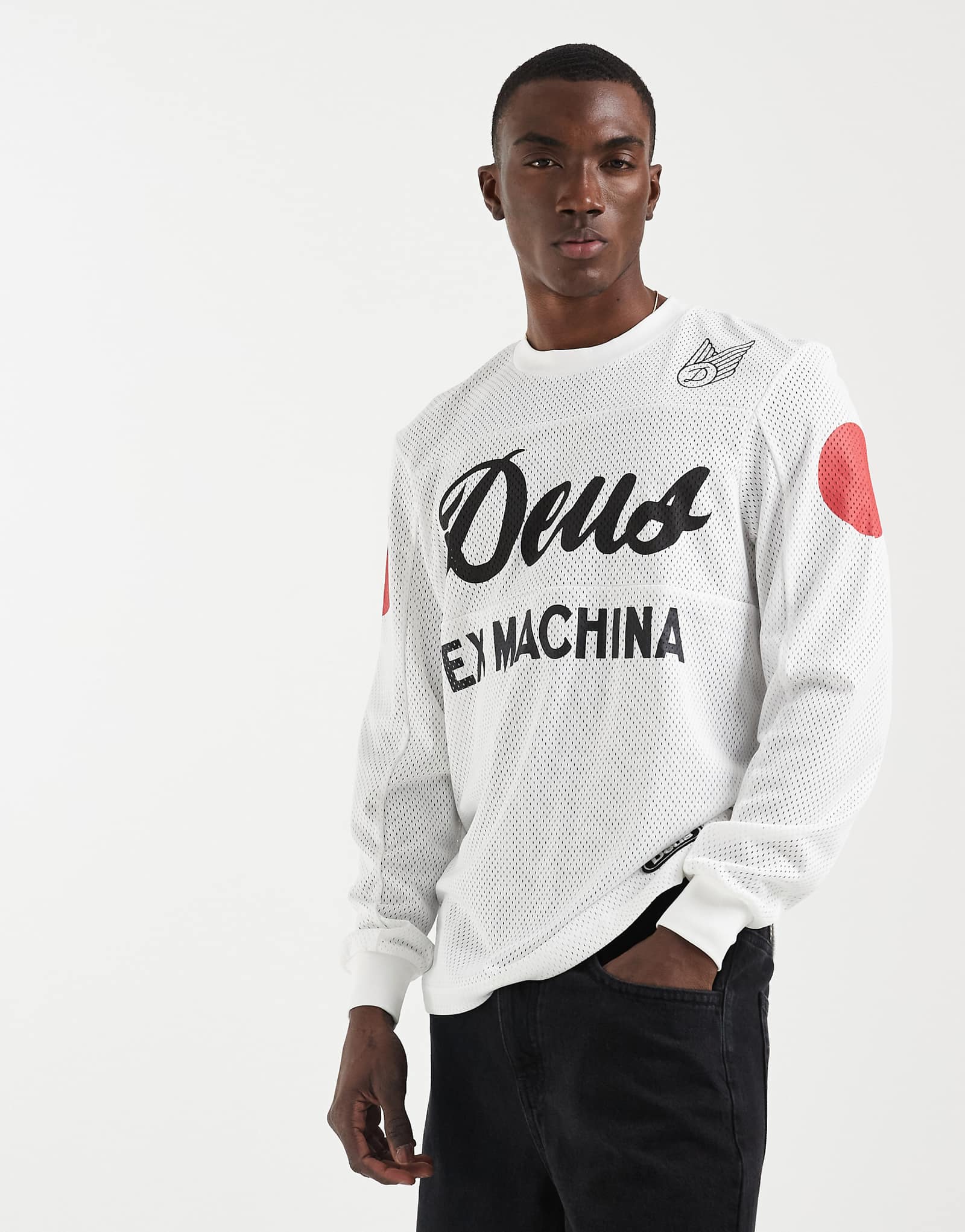 Deus Ex Machina Saber Moto long sleeve jersey top in vintage white vintage white 18390₽