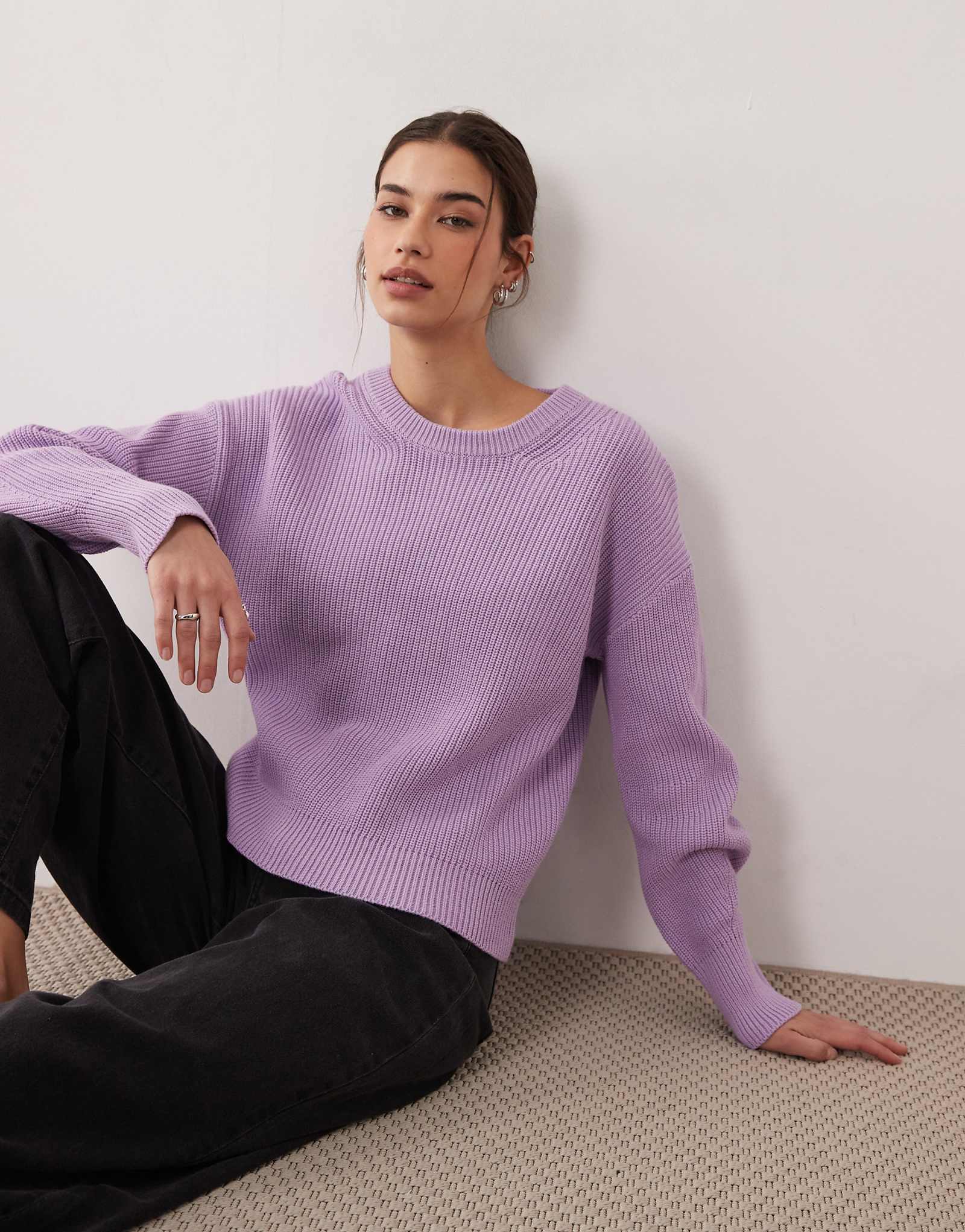 JJXX crew neck ribbed sweater in light purple 11790₽