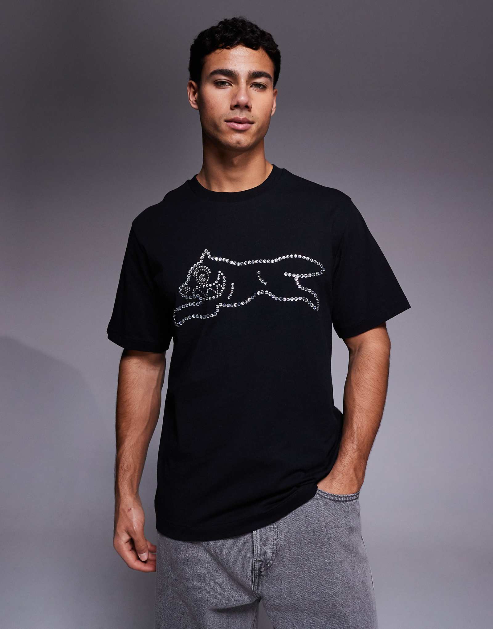 ICECREAM diamante running dog T-shirt in black 11590₽