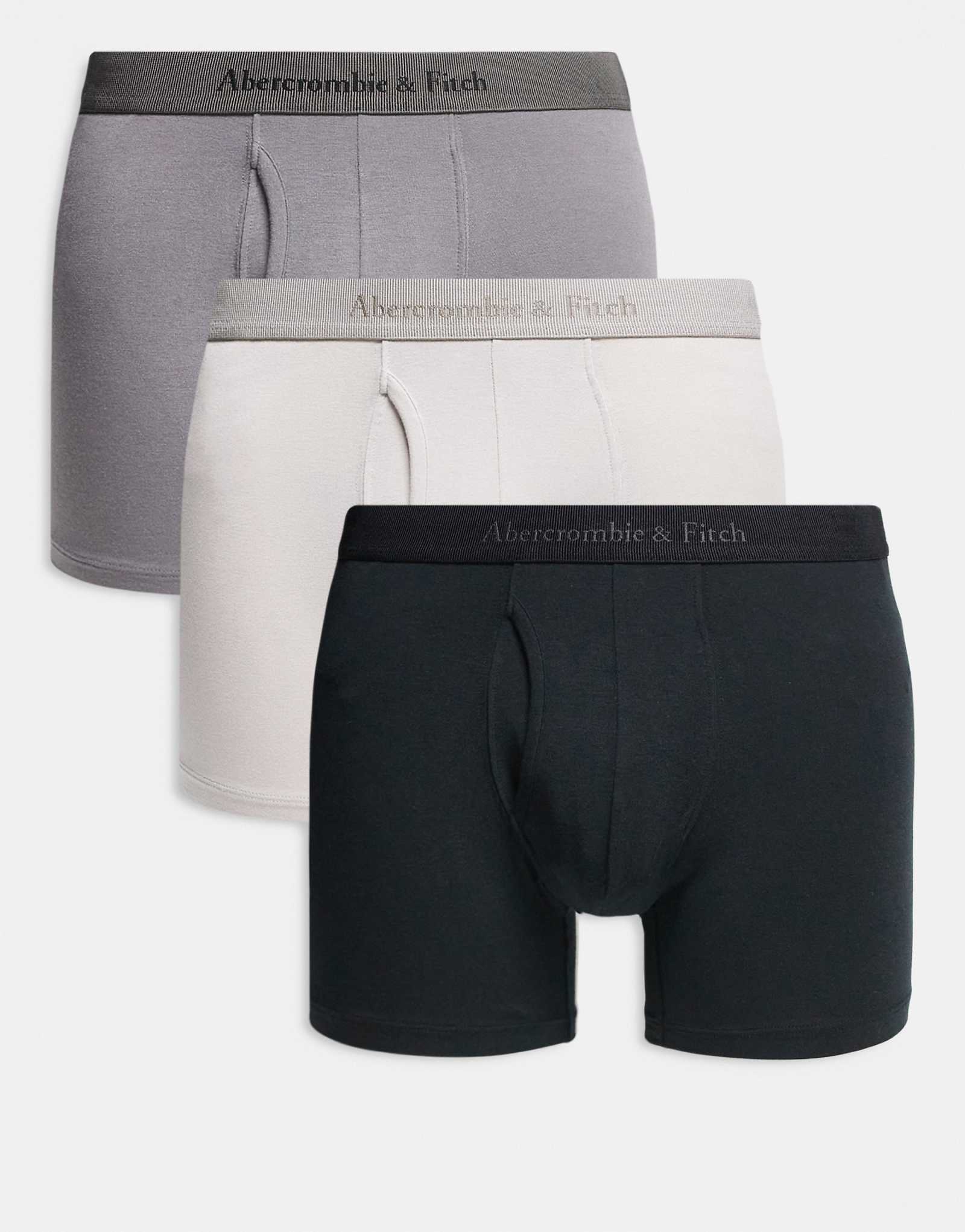 Abercrombie -amp Fitch 3 pack tonal boxer briefs in beigegrayblack black 7790₽