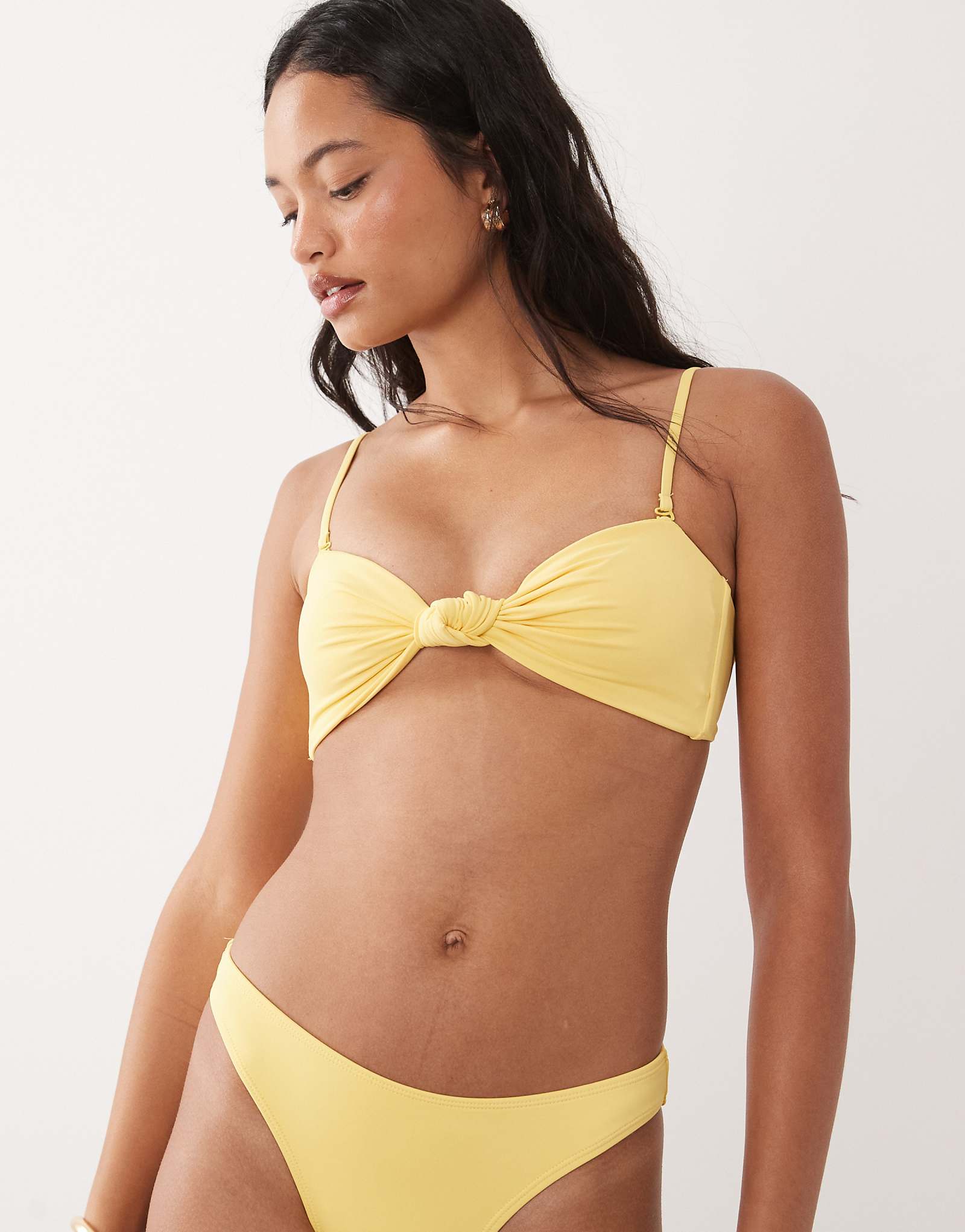 Good American matte twist bikini bandeau bikini top in lemon - part of a set yellow 14690₽