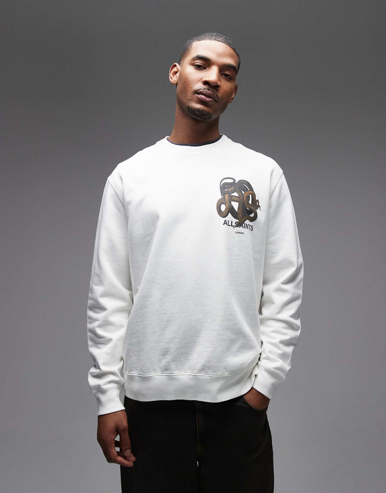 AllSaints Reticulate sweatshirt in chalk white chalk white 32990₽