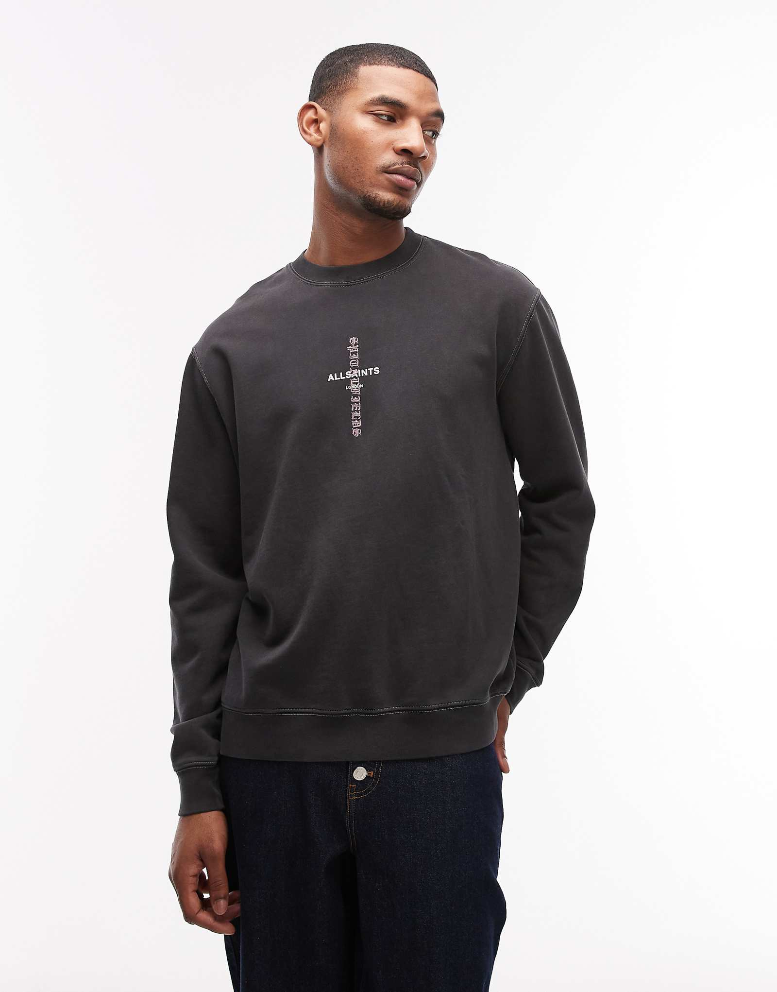 AllSaints Knox sweatshirt in washed black washed black 32990₽