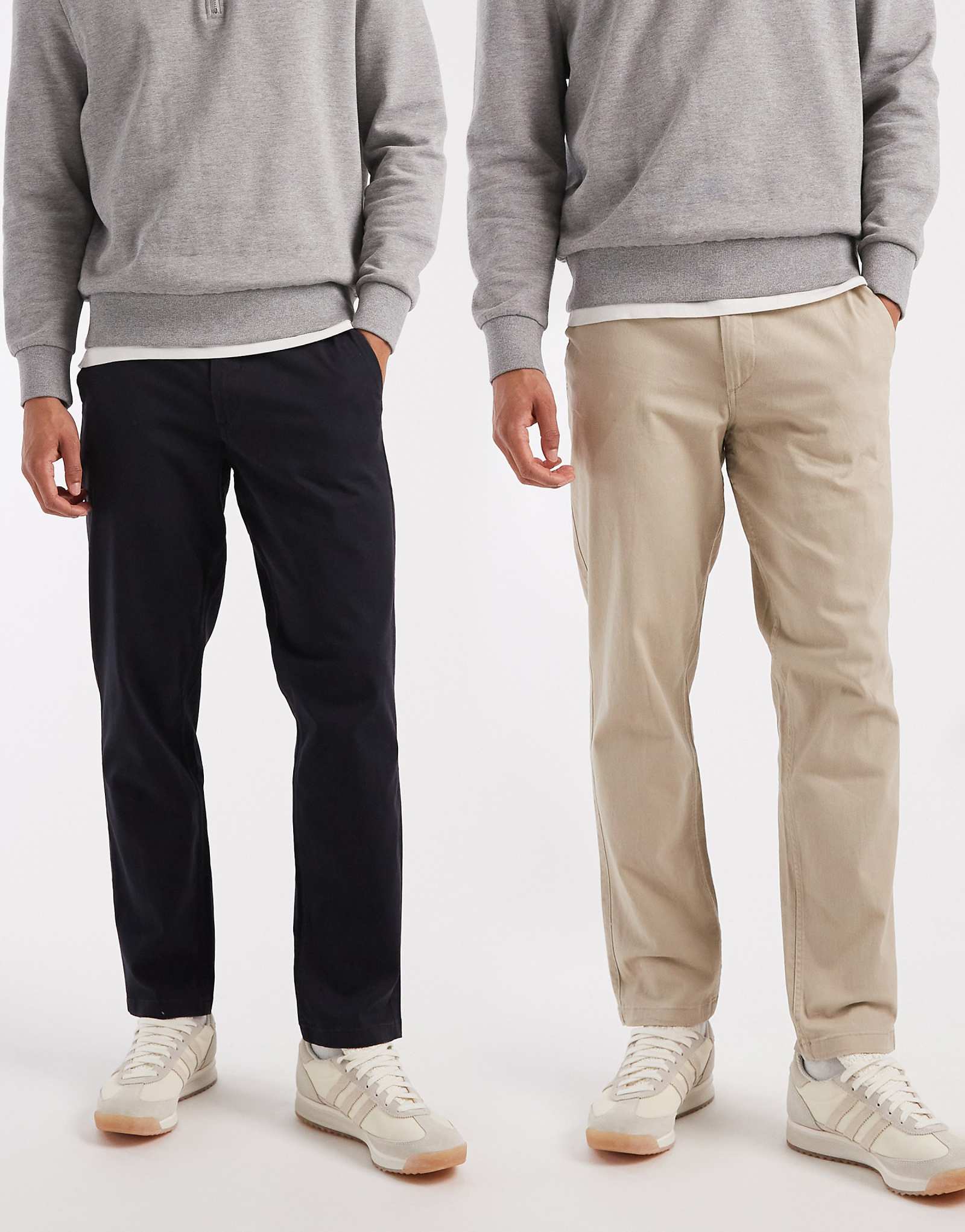 Jack -amp Jones 2 pack straight chino pants in beige and navy dark navy 17390₽