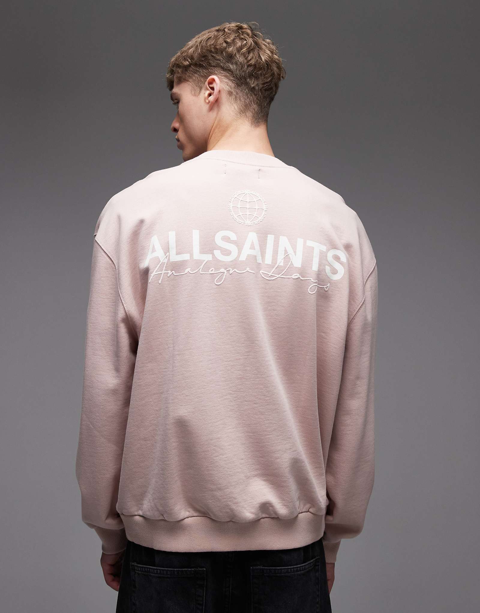 AllSaints Emblem crewneck logo sweatshirt with chest print in pink 32990₽