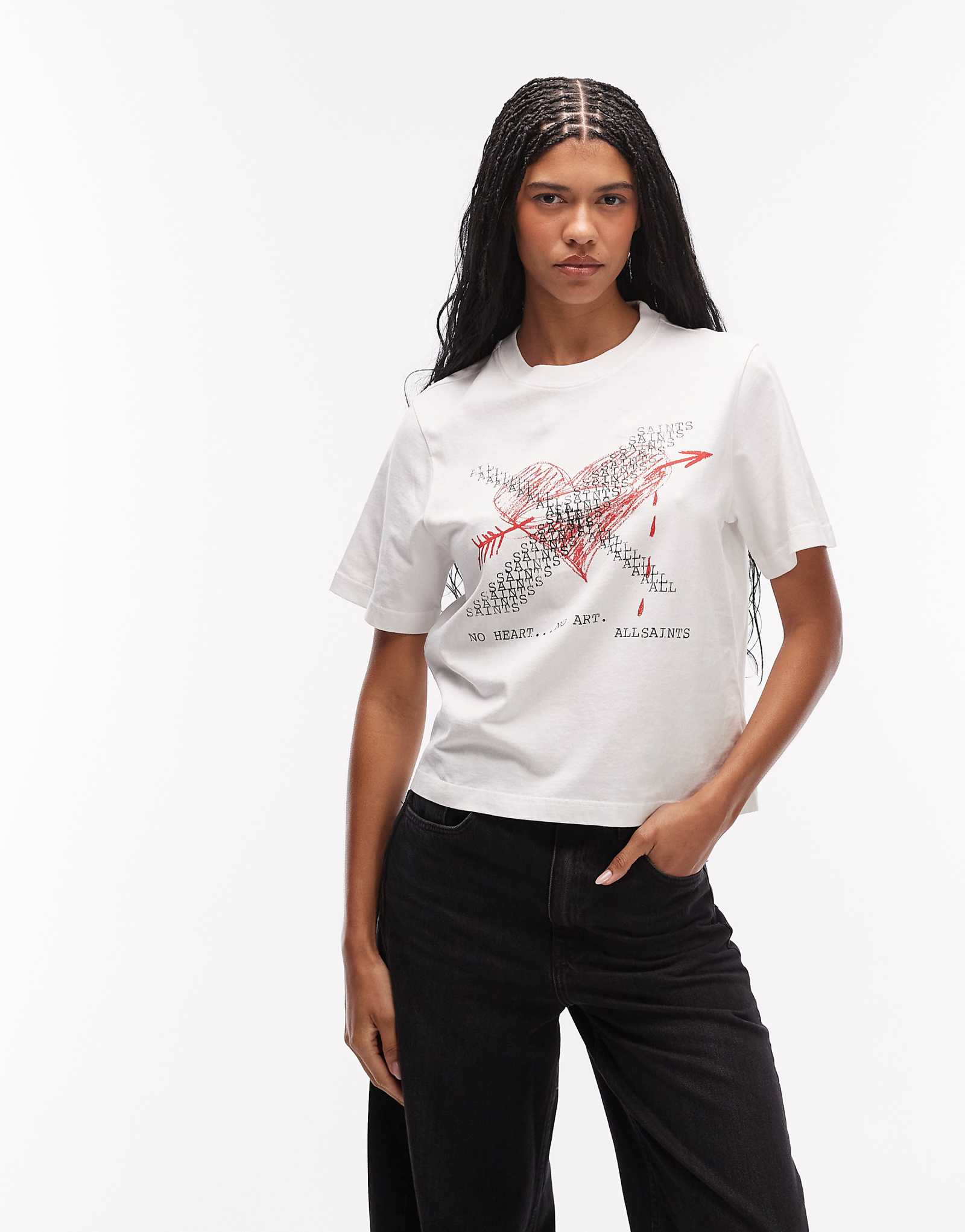 AllSaints heartache graphic lisa short sleeve T-shirt in white white 16690₽