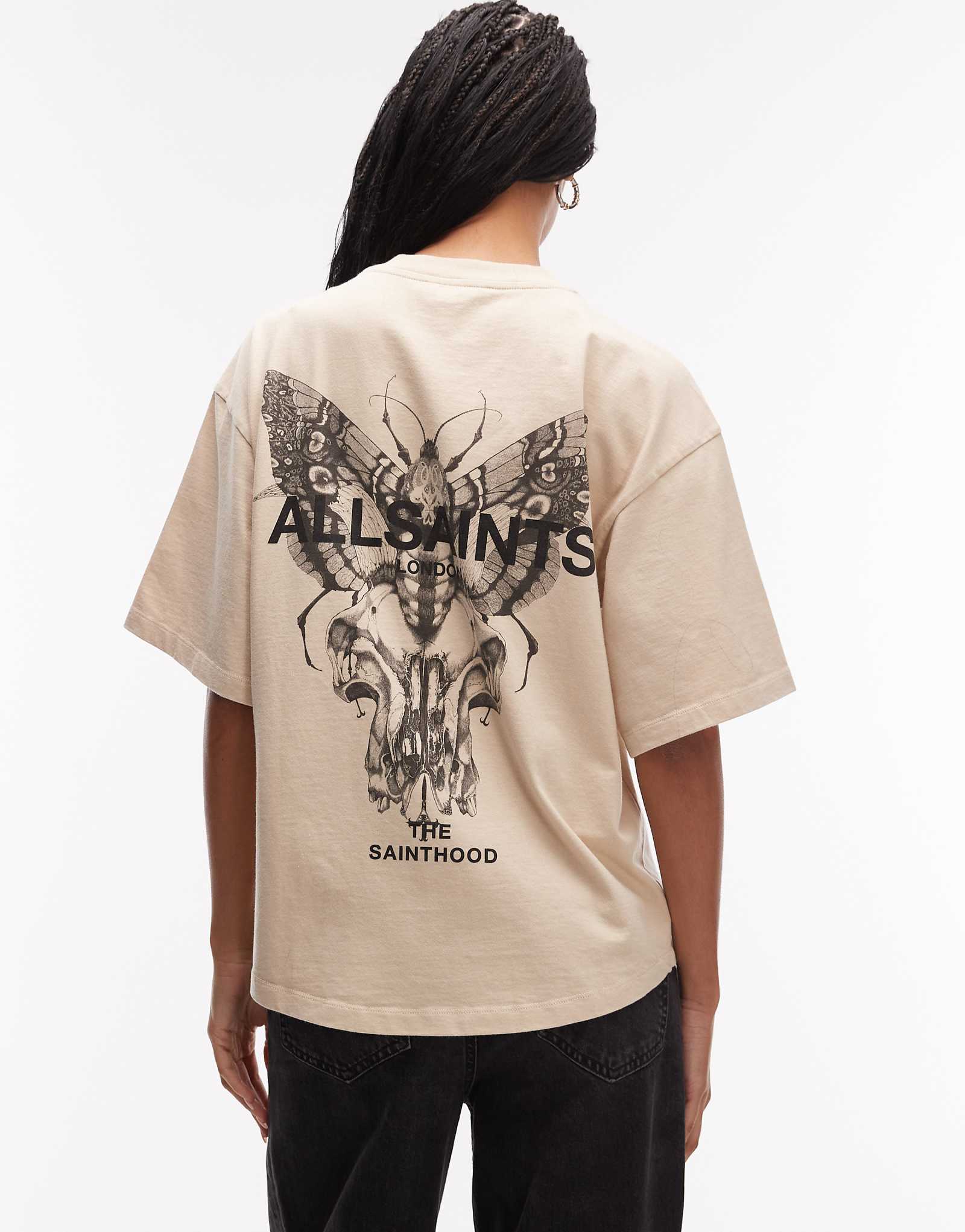 AllSaints halis back graphic amelie tee in cream sandy white 17790₽