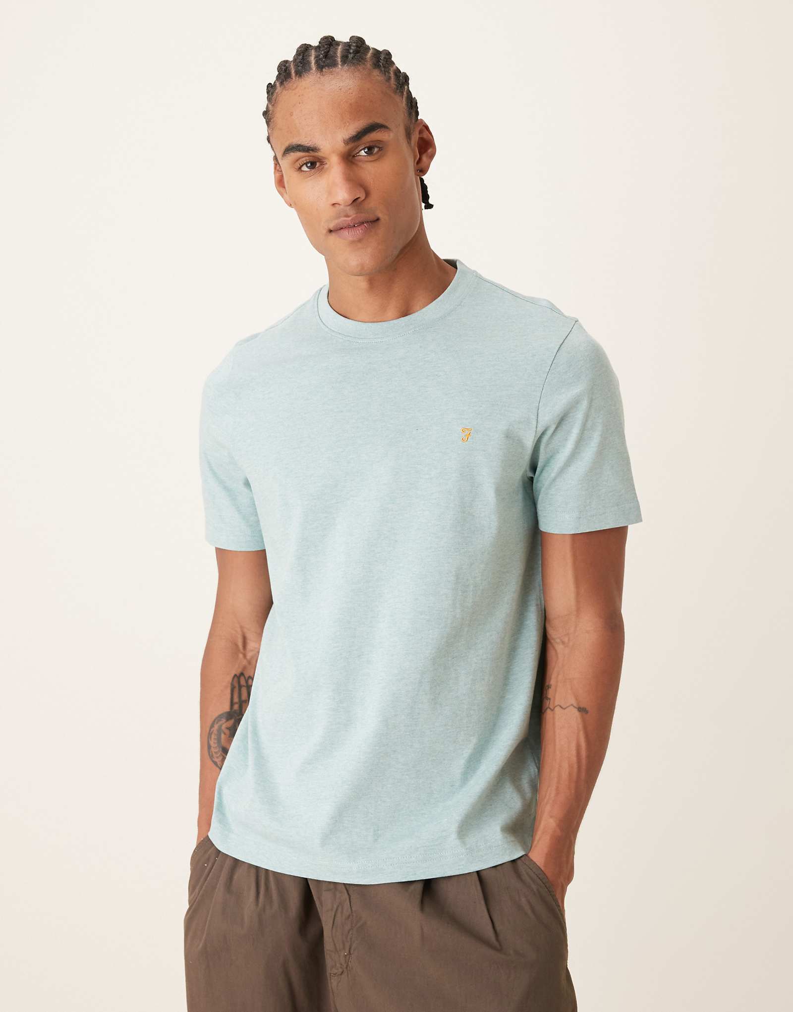 Farah Danny short sleeve regular fit logo T-shirt in pale green green 10090₽