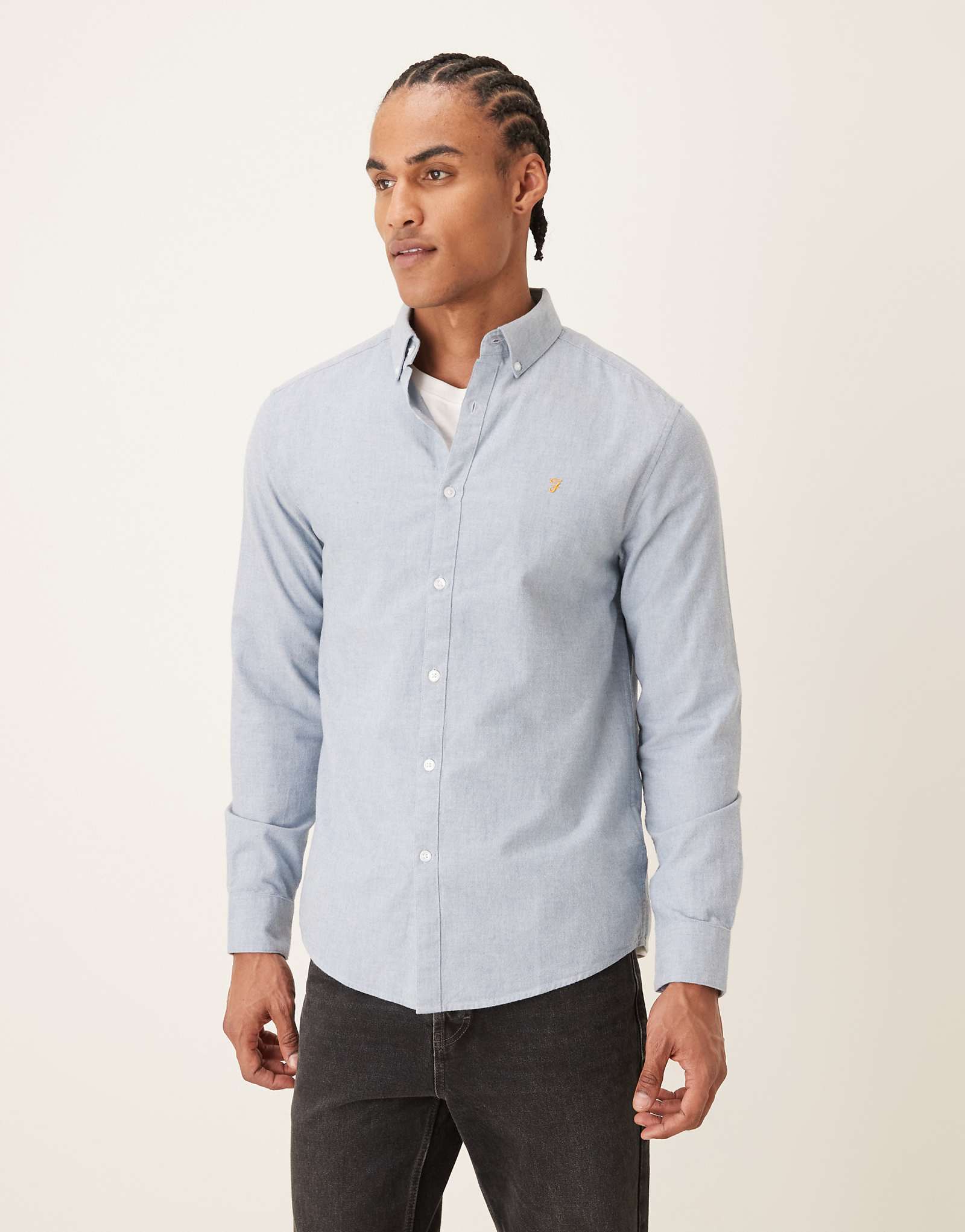 Farah Steen long sleeve casual logo shirt in blue blue 23290₽