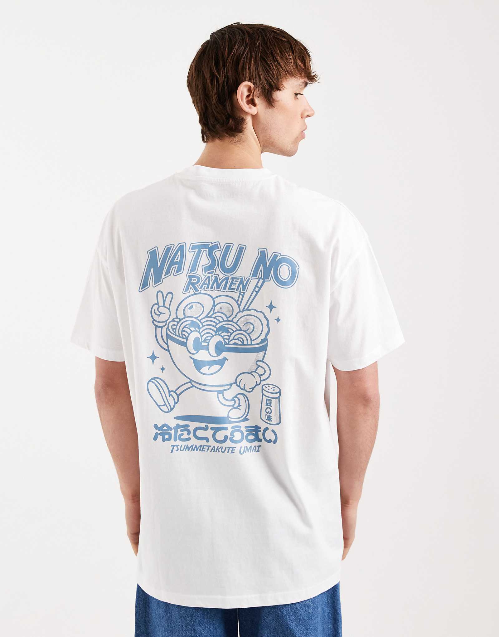 Threadbare ramen back graphic print oversized T-shirt in white 3290₽