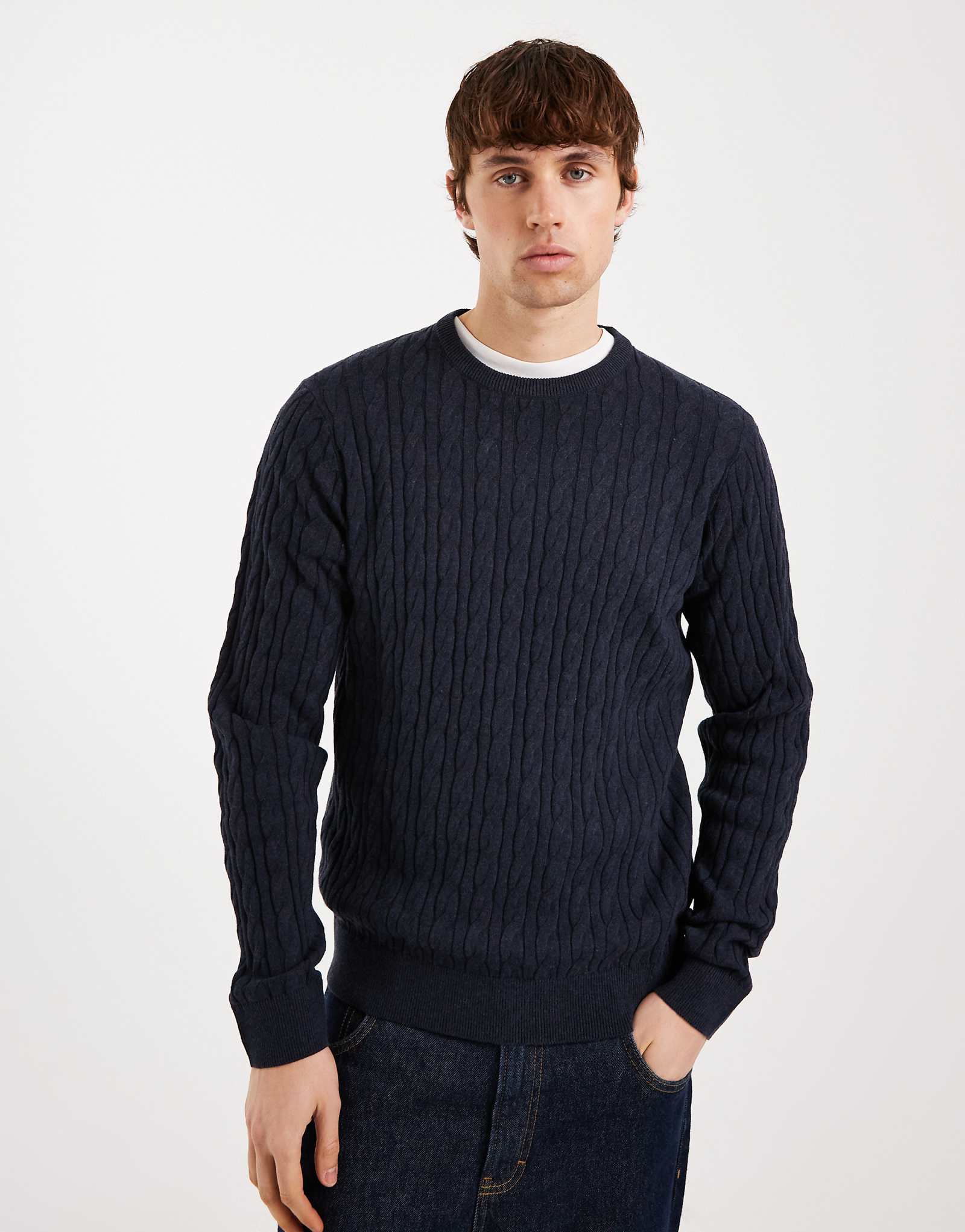 Threadbare knit crew neck sweater in navy navy 6590₽