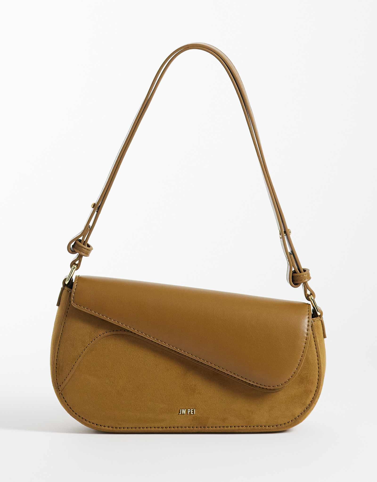 JW PEI Addisyn faux suede panel shoulder bag in olive khaki 36990₽