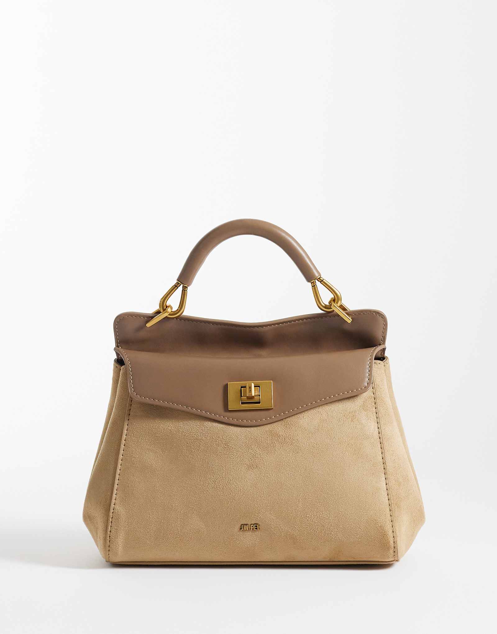 JW PEI Lucia classic faux suede top handle purse in taupe taupe 40290₽