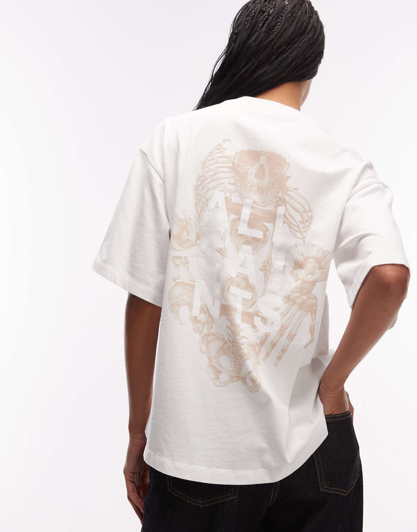 AllSaints temphus amelie short sleeve T-shirt in optic white optic white 17790₽