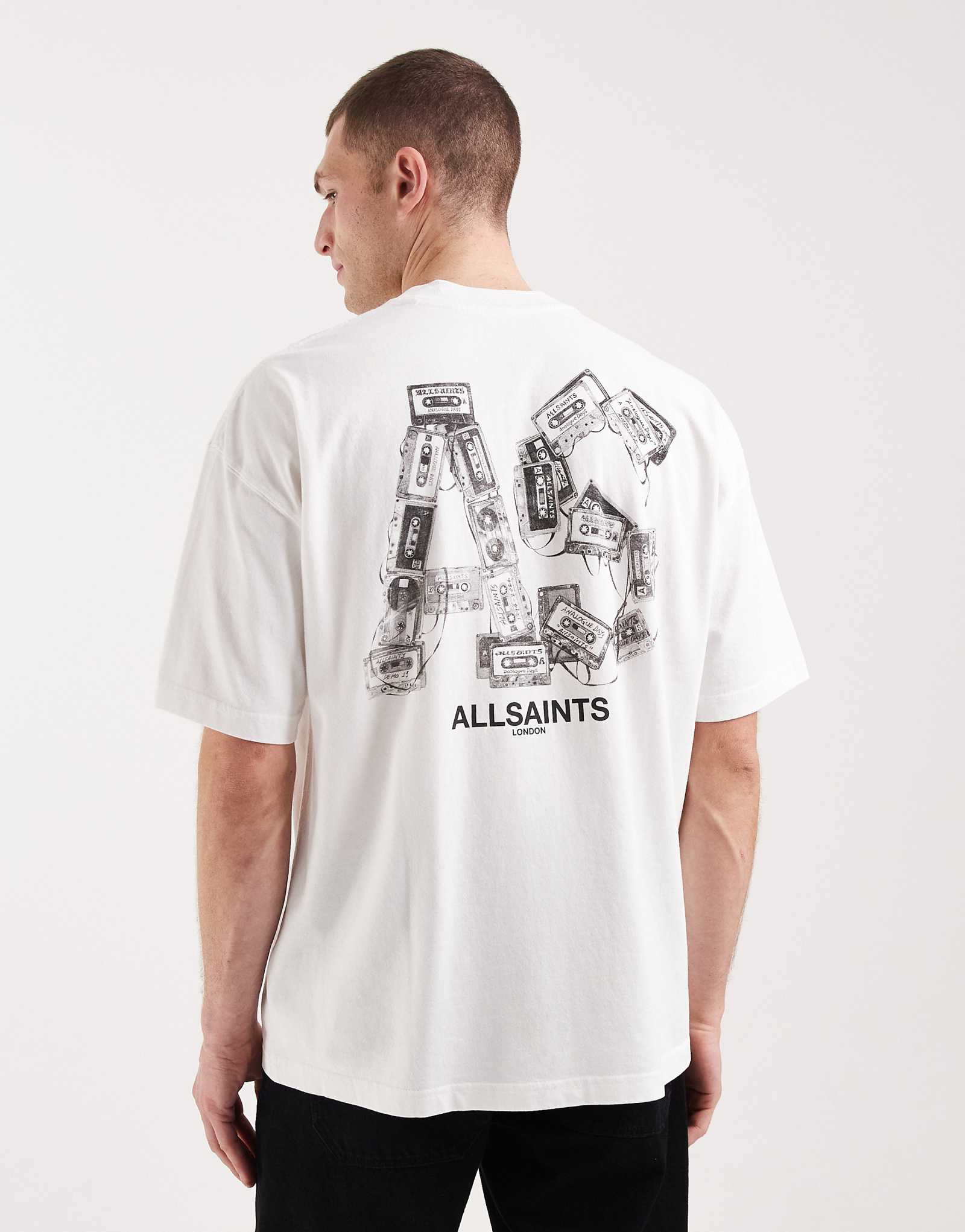 AllSaints Mixtape graphic logo t-shirt with back print in white white 17790₽