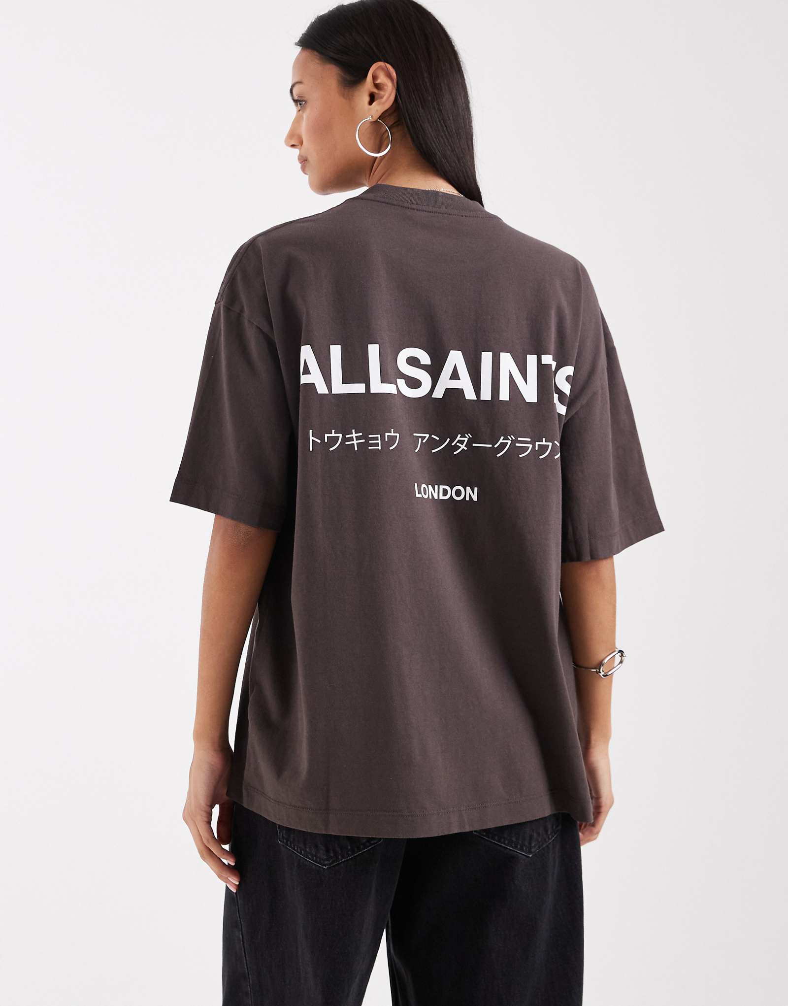 AllSaints underground etta t-shirt in bottle brown bottle brown 17790₽