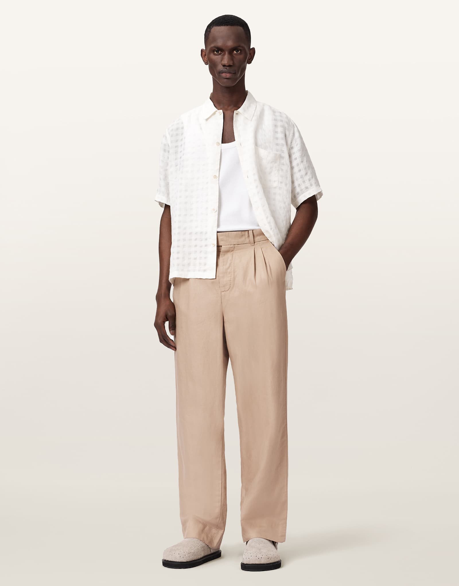 AllSaints Roland tailored pants in beige beige 38990₽