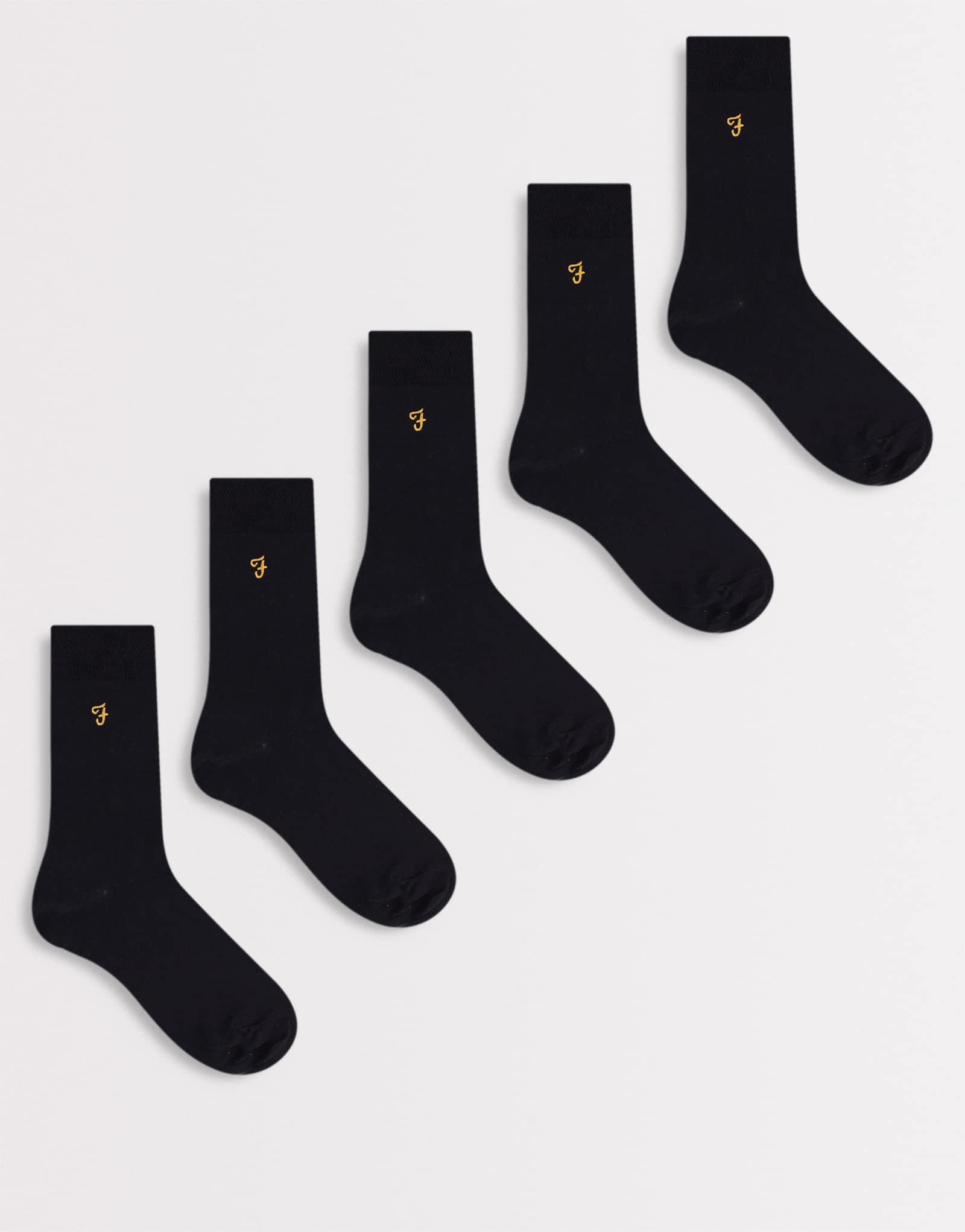 Farah Kinley 5 pack logo socks in black black 8290₽