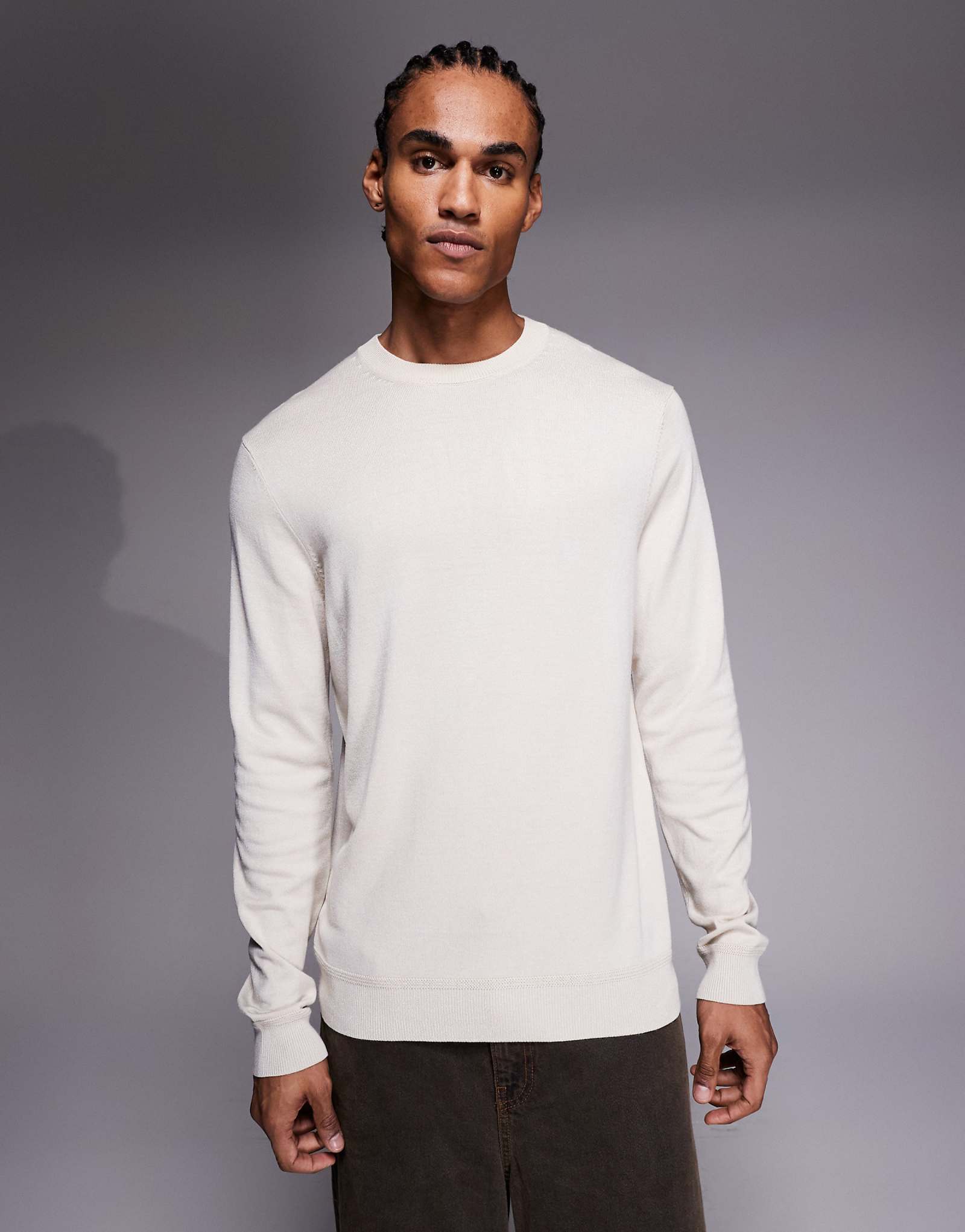 River Island long sleeve crew neck sweater in ecru ecru 8690₽