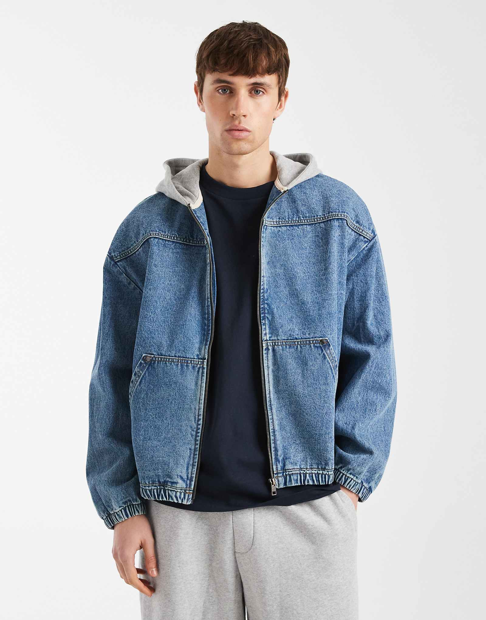 Redefined Rebel John oversized denim hooded jacket in mid blue mid blue 20190₽