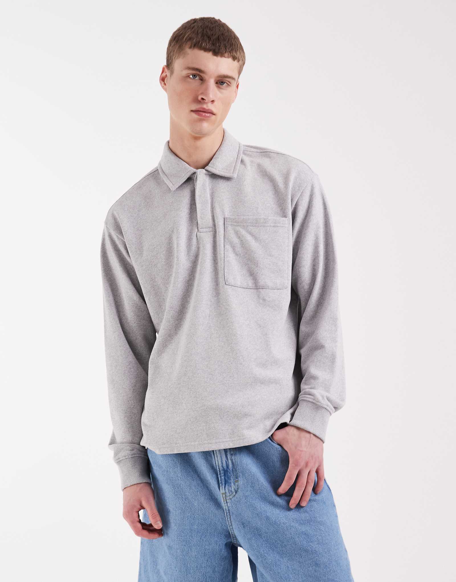 Redefined Rebel Moses polo top in light gray gray