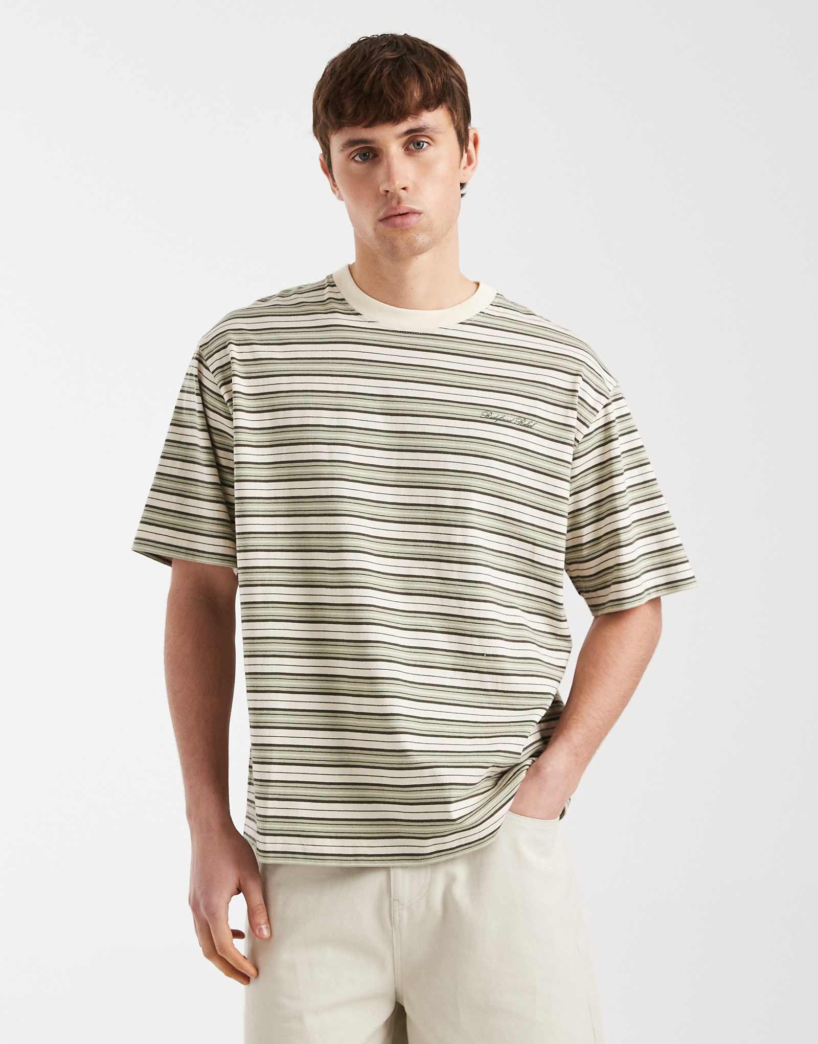 Redefined Rebel Tyler t-shirt in beige stripes beige 7790₽