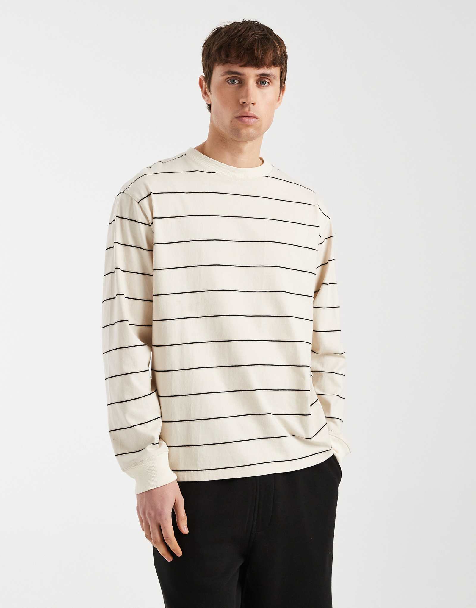 Redefined Rebel Titus striped long sleeve T-shirt in off white off-white 9490₽