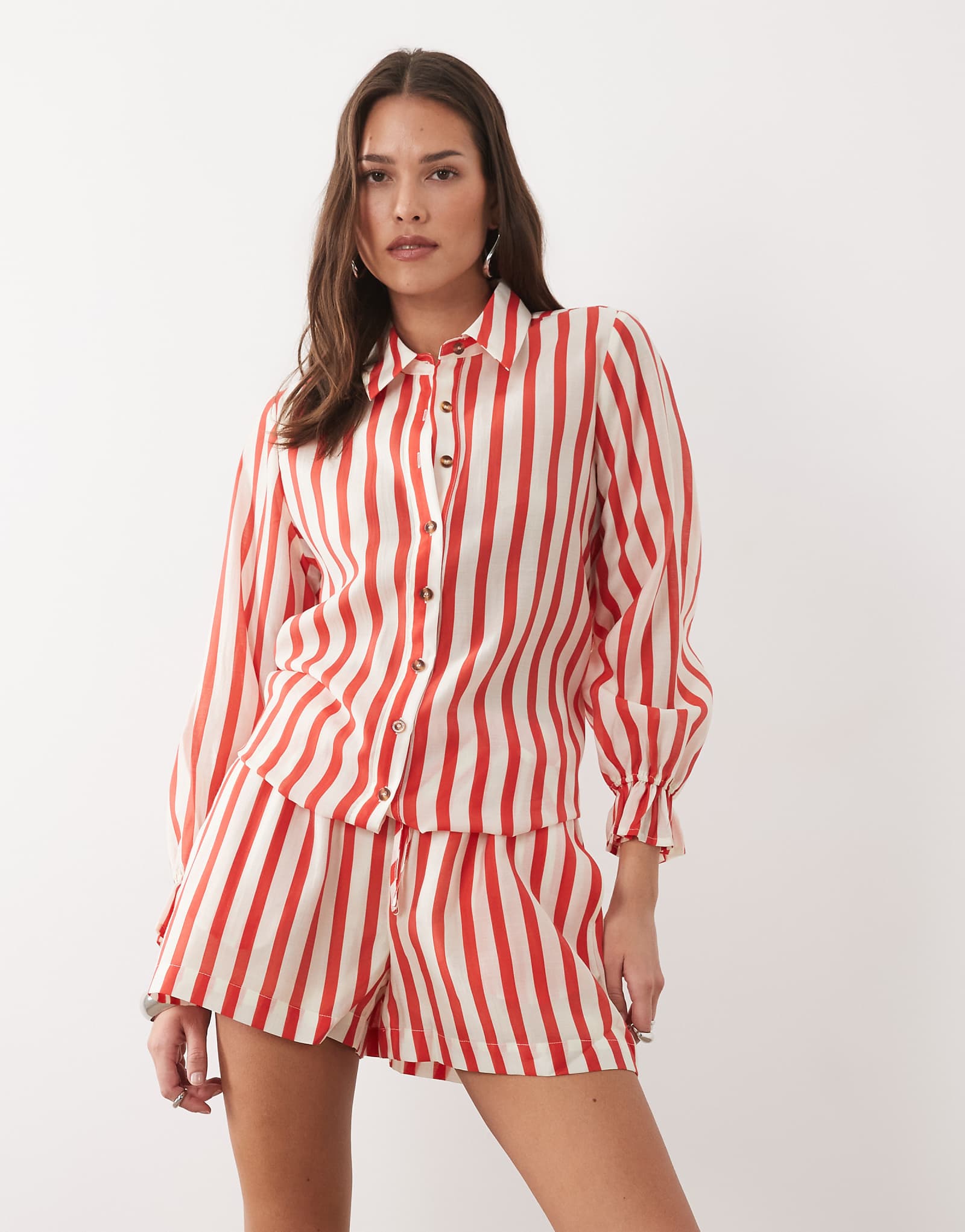 Never Fully Dressed tie back shirt in red stripe - part of a set red 34090₽