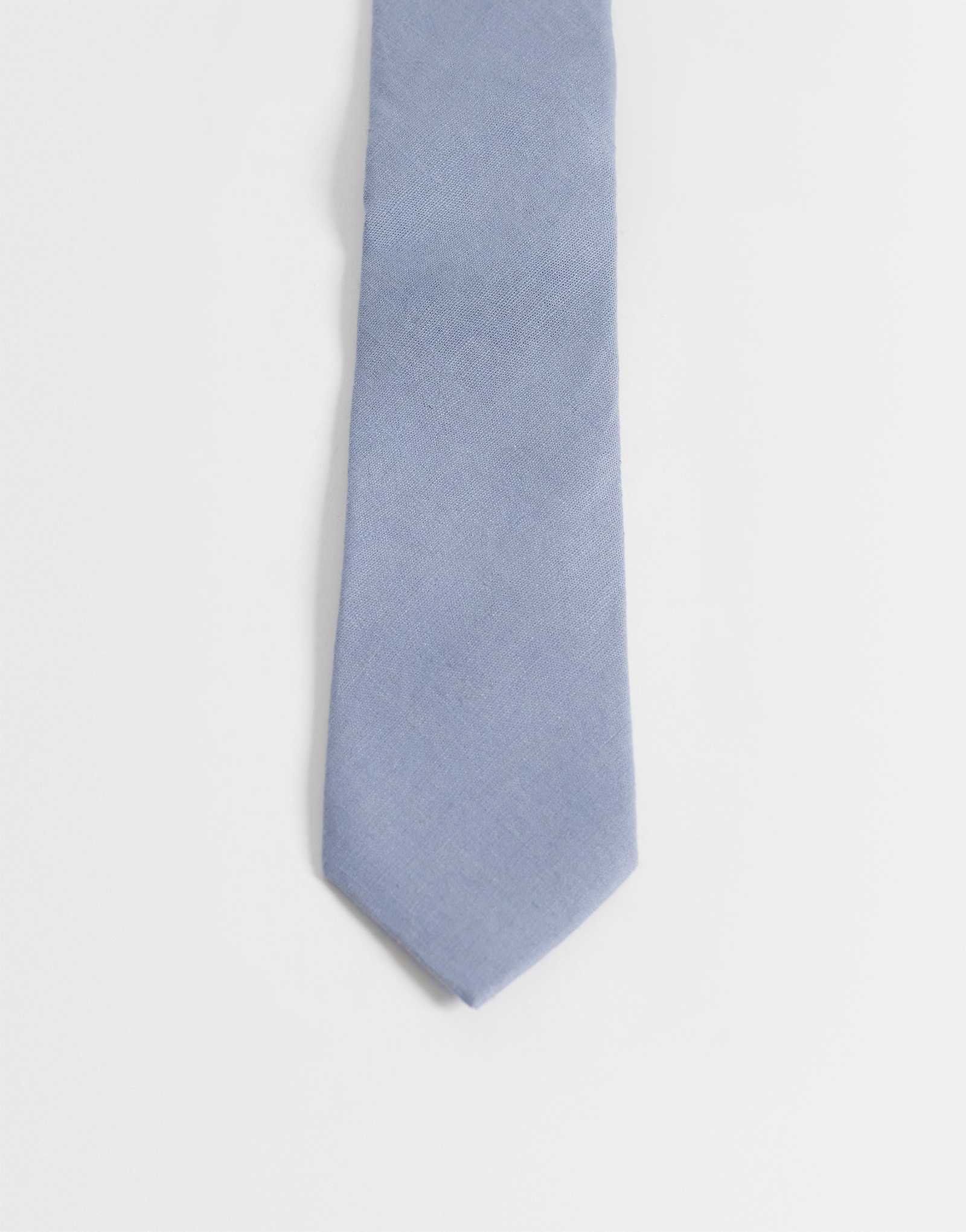 ASOS DESIGN linen rich necktie in blue blue 5390₽