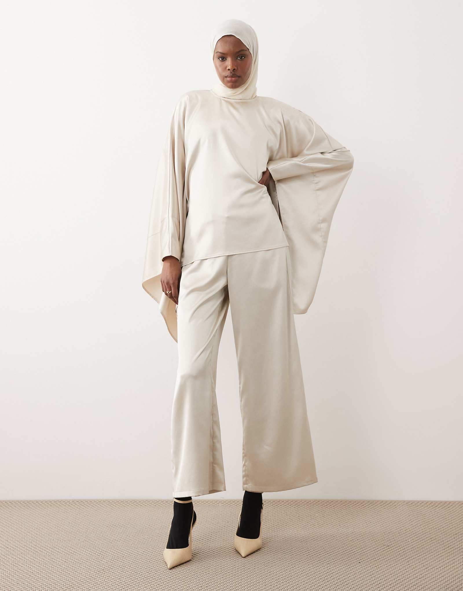 IYAL satin pants in cream - part of a set cream