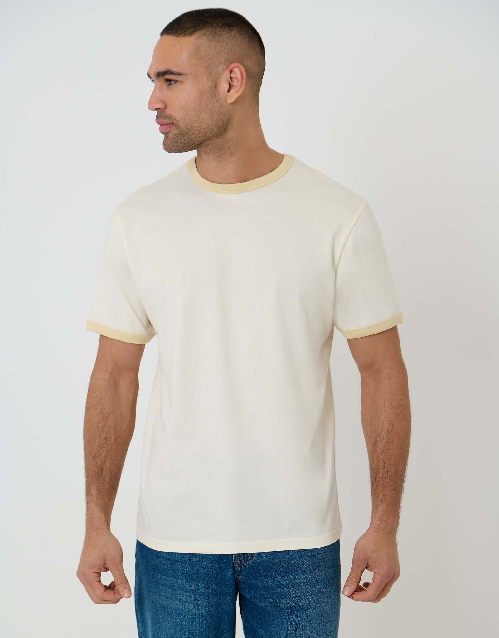 Threadbare crew neck ringer t-shirt in ecru ecru 3290₽