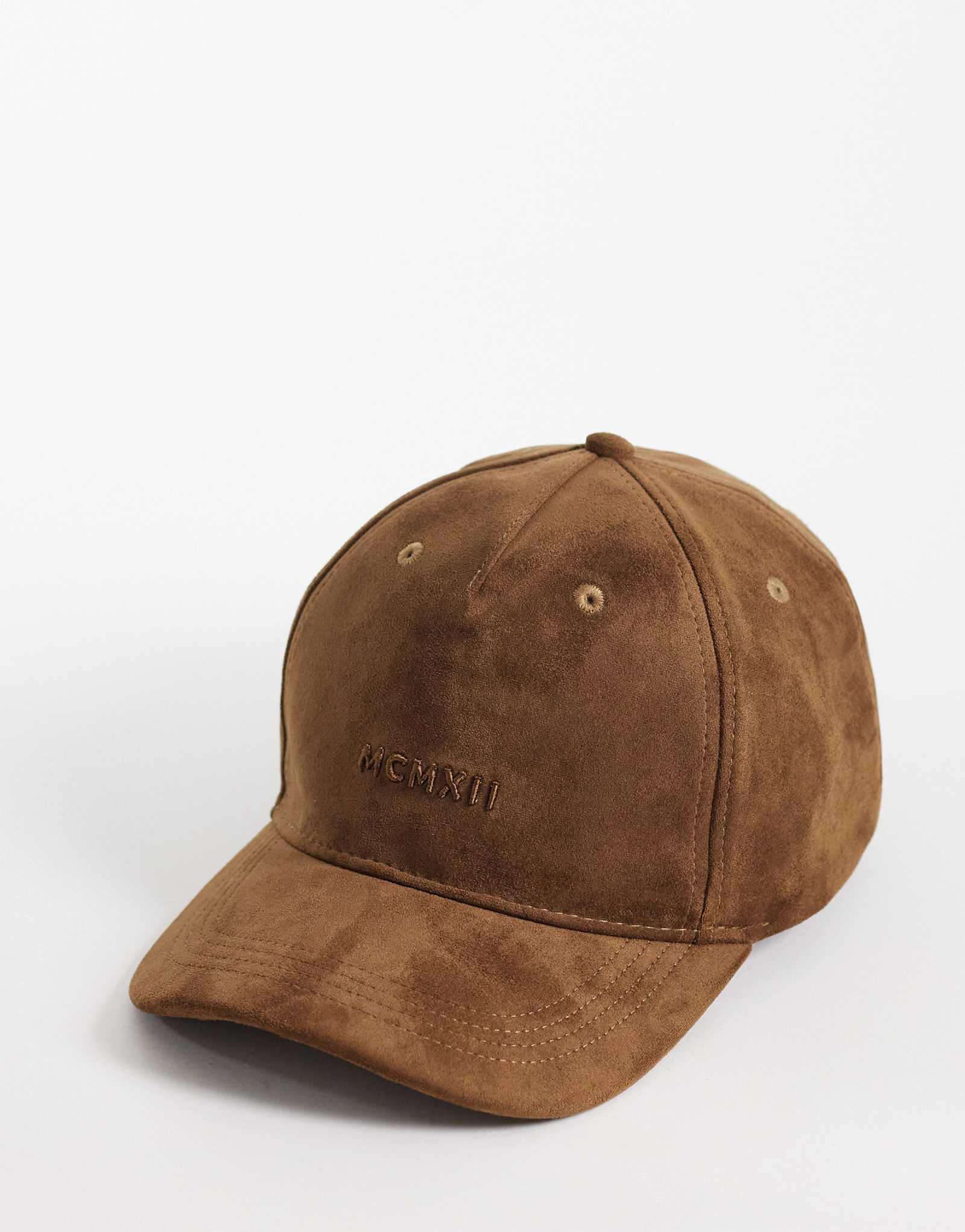 River Island suedette numeral detail cap in tan tan 5790₽