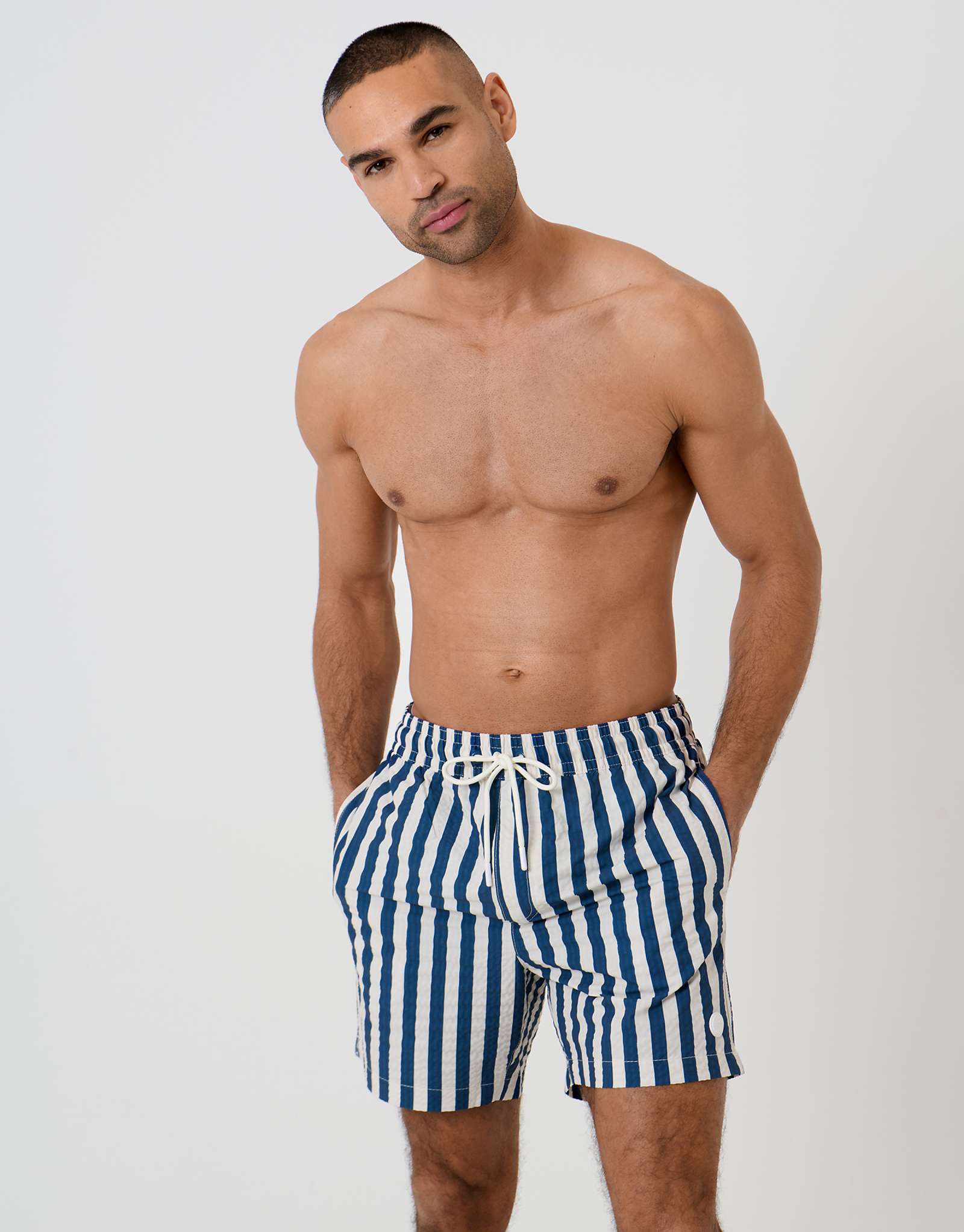 Threadbare swim shorts in blue and white stripe blue 4990₽
