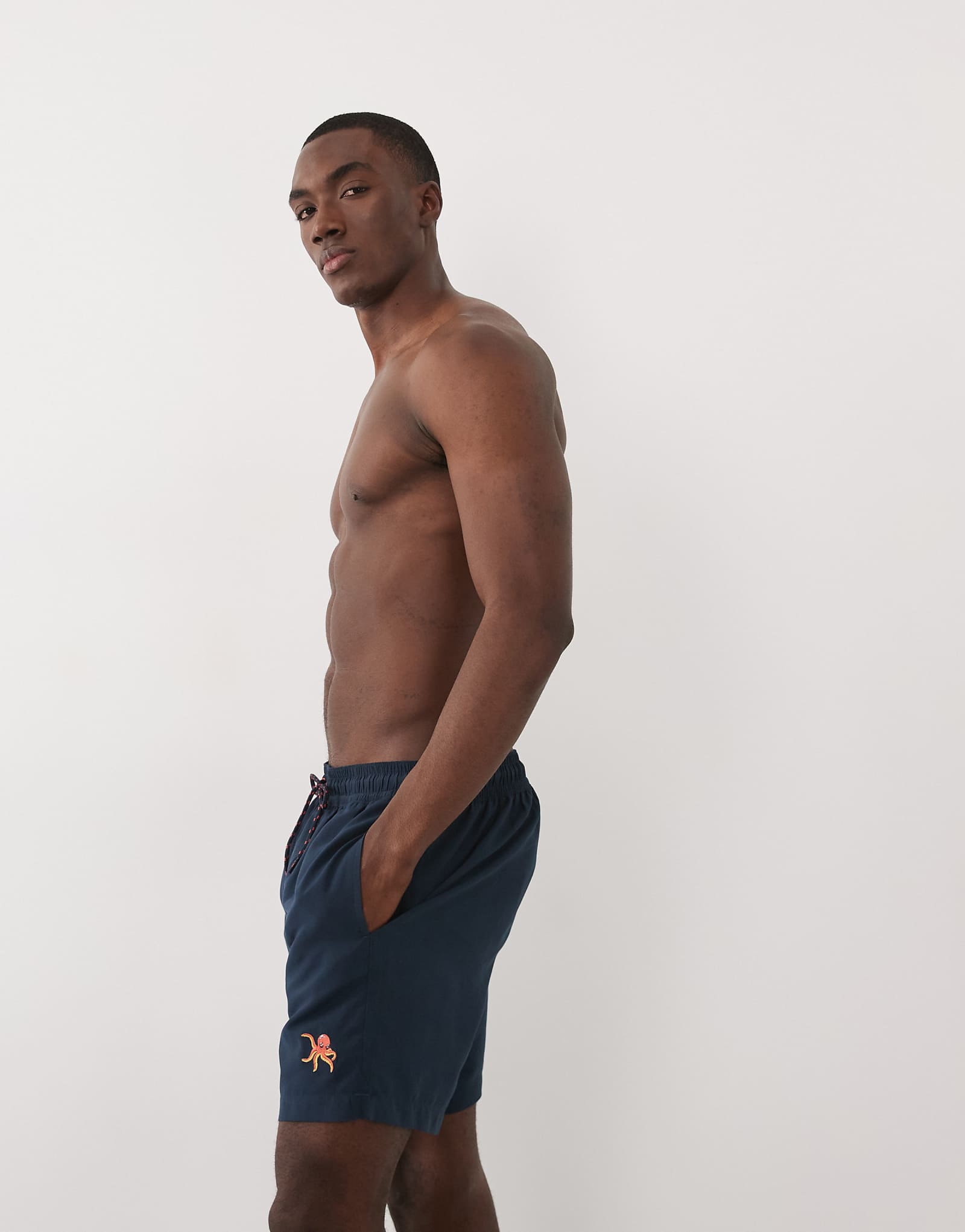 Threadbare swim shorts with palm tree graphic in navy navy 4490₽