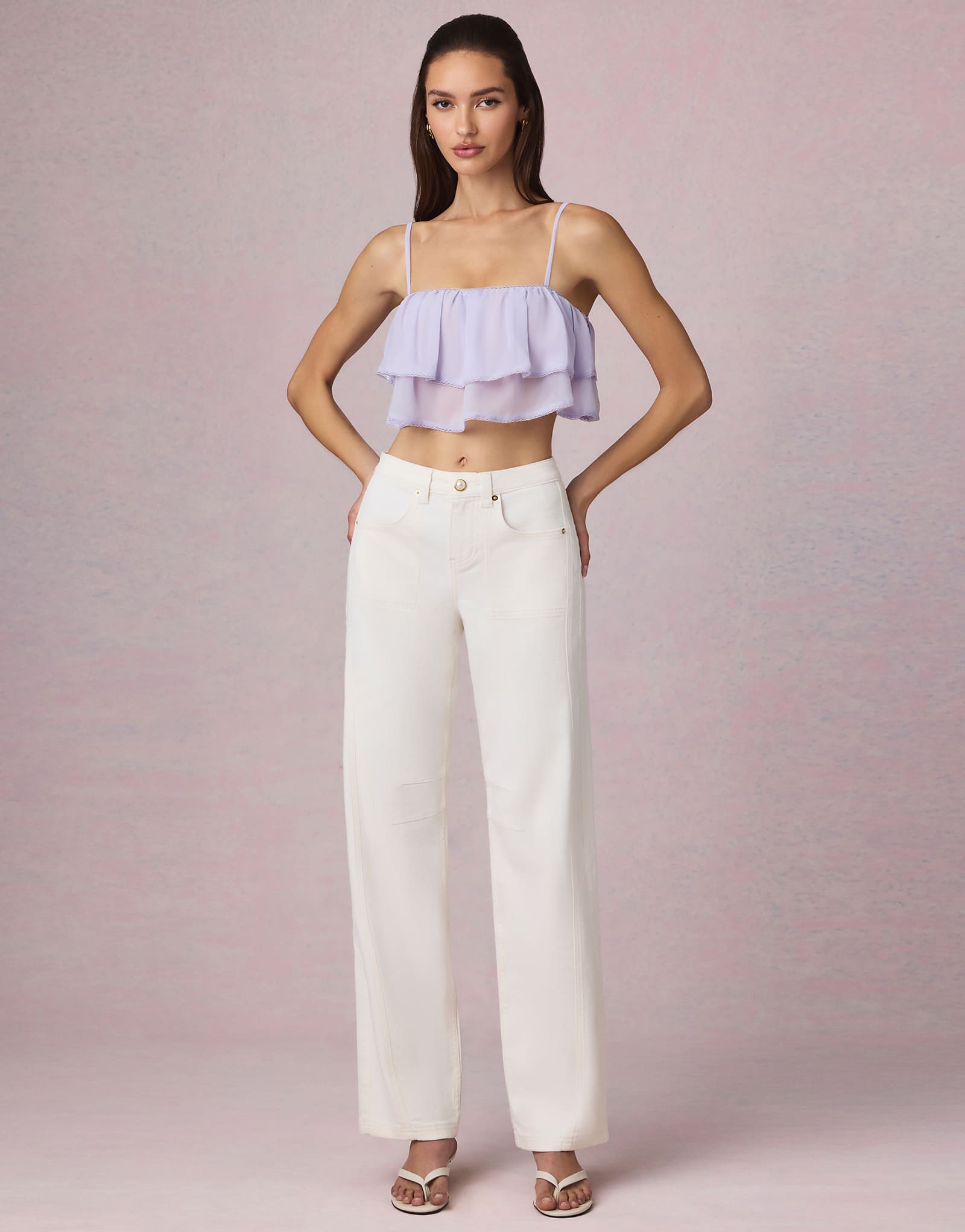 Oh Polly mid waist straight leg jeans in white white 19590₽