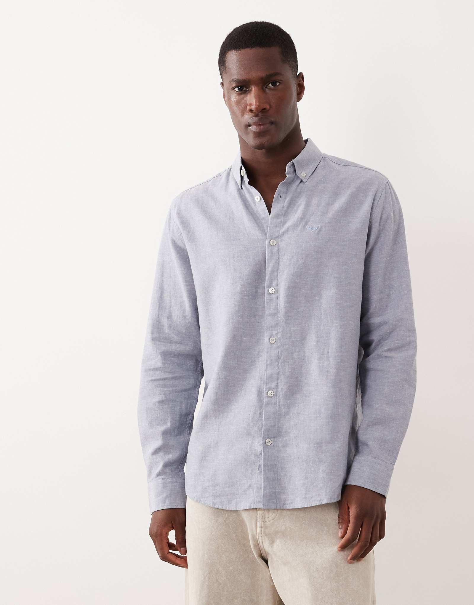 Threadbare long sleeve linen mix shirt in light blue blue 6790₽